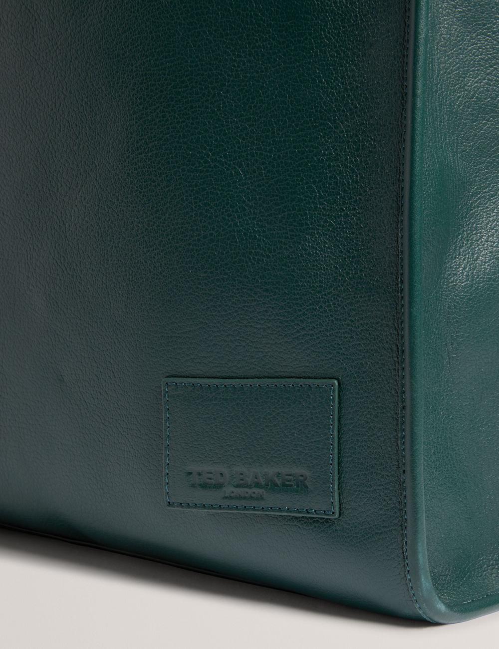 Dk-Green Ted Baker GRIFFIS - Tall Grained Leather Men Tote Bags | SG  9153-RNKDX