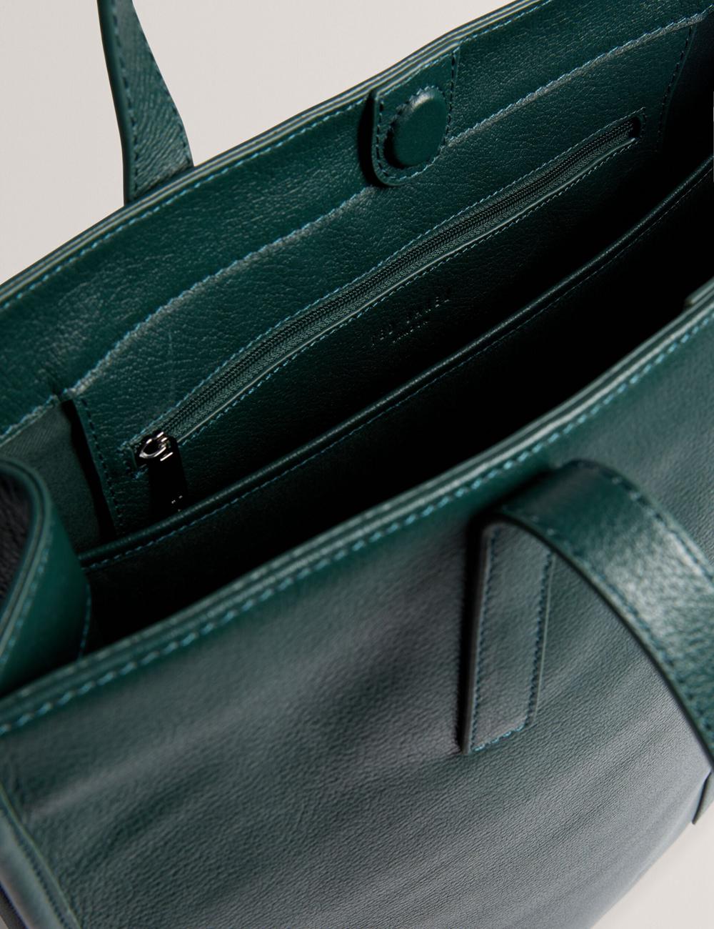 Dk-Green Ted Baker GRIFFIS - Tall Grained Leather Men Tote Bags | SG  9153-RNKDX