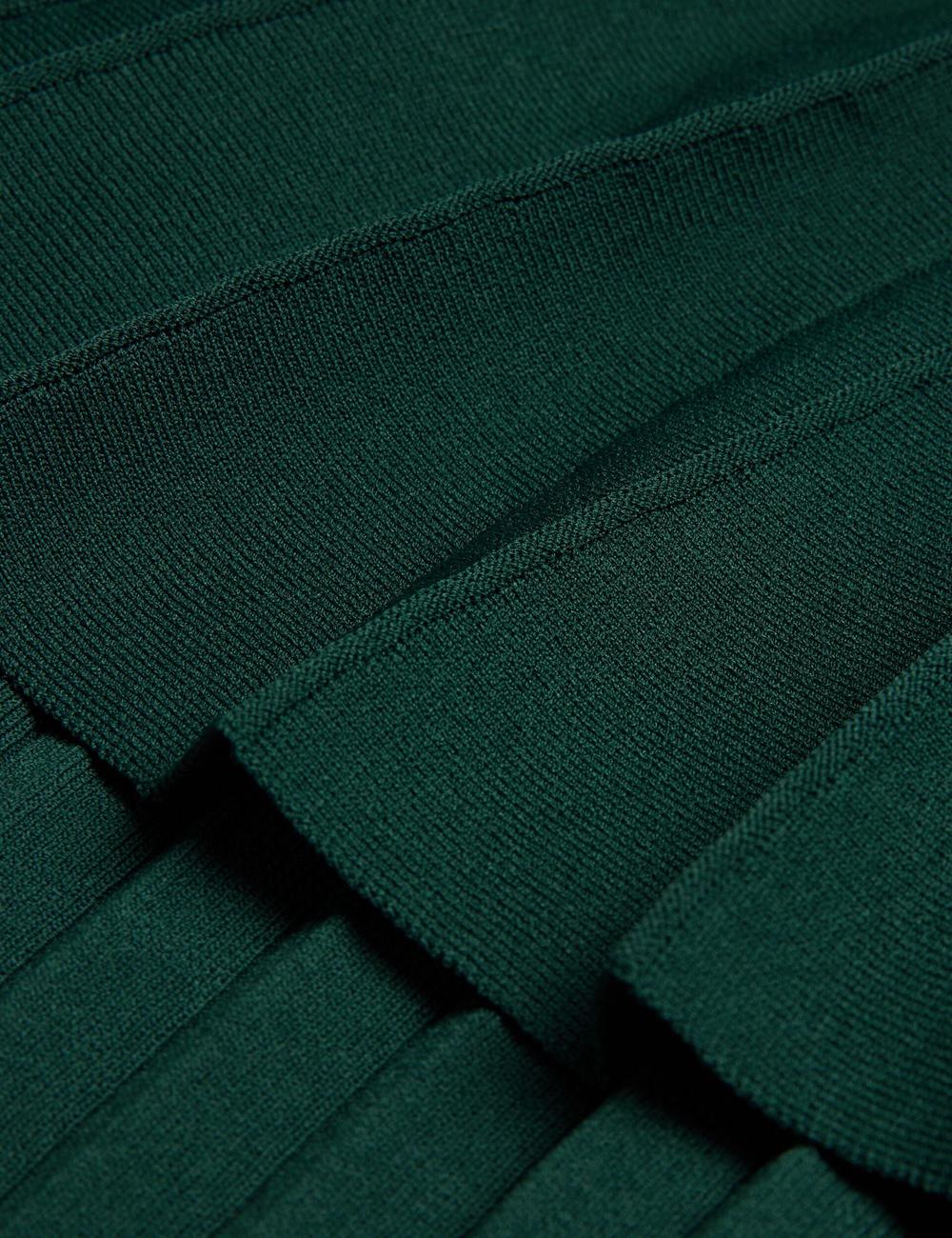Dk-Green Ted Baker IIVANNA - Ribbed Knit Top With Fluted Short Sleeves Women Jumpers | SG  7316-XSMBD