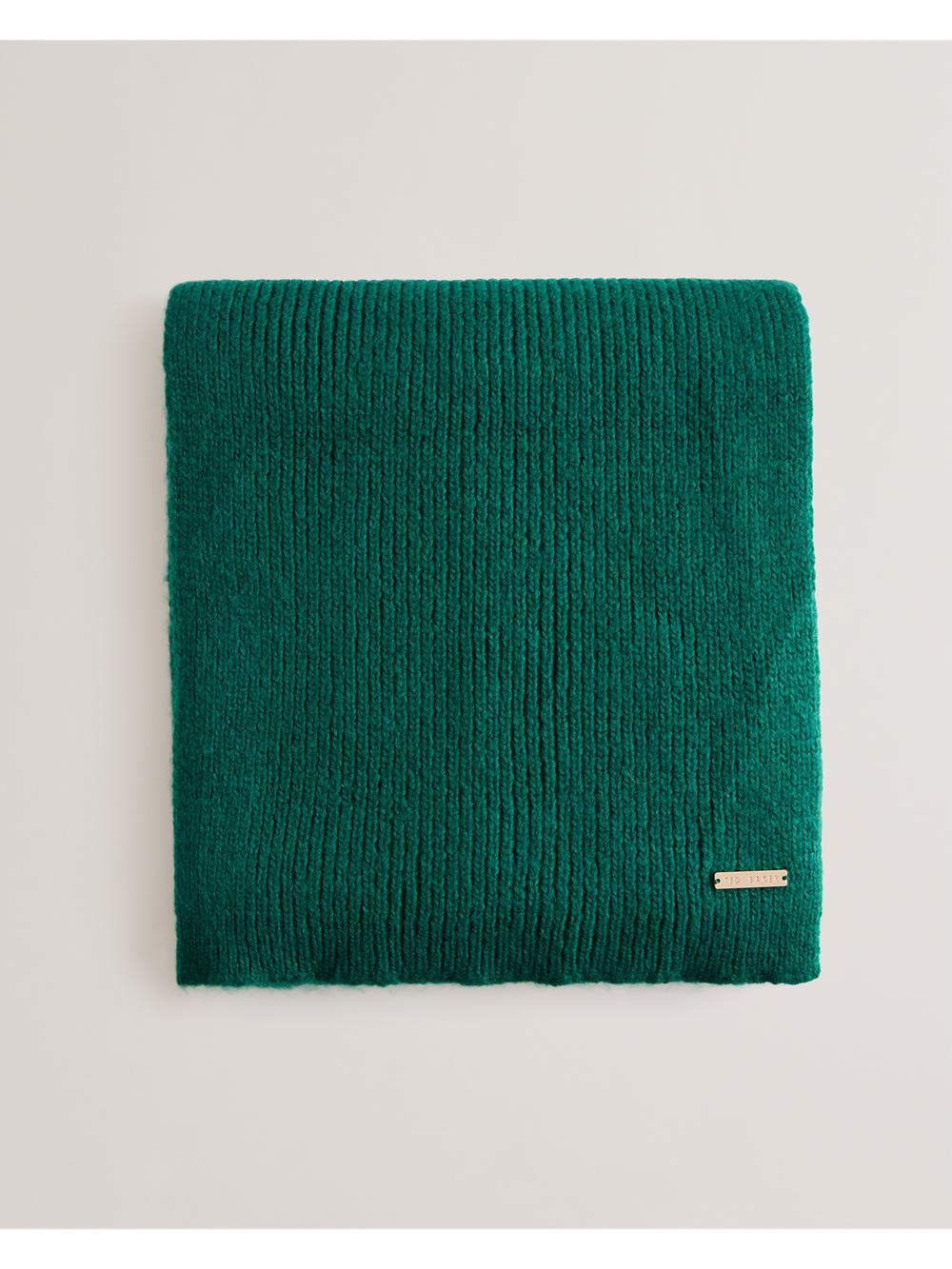 Dk-Green Ted Baker LIDIIES - Ribbed Wool Blend Knitted Women Scarves | SG  7830-NCMWA