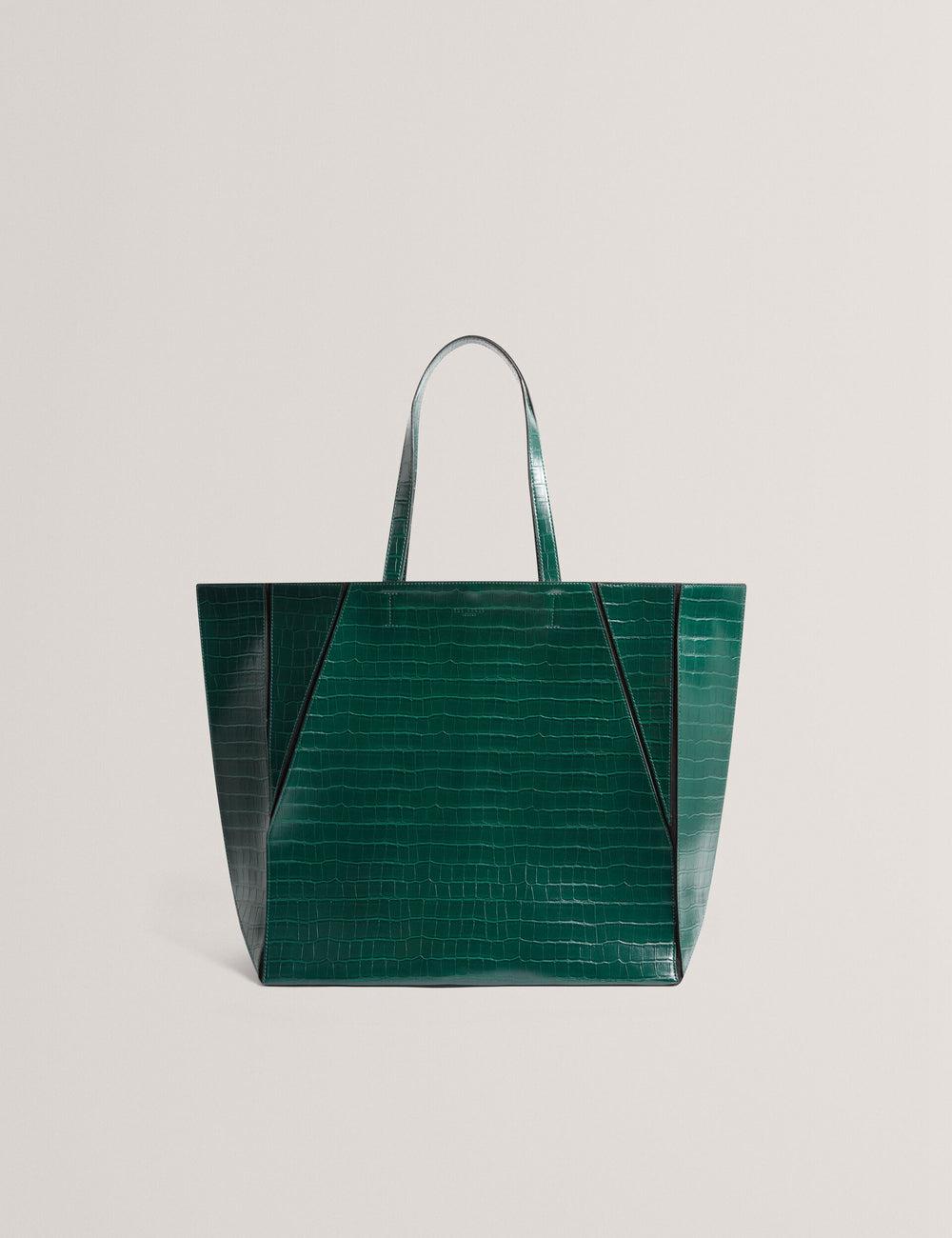 Dk-Green Ted Baker SOPHYNA - Croc Effect Folding Shopper Women Shopper Bags | SG  5908-JLIRD
