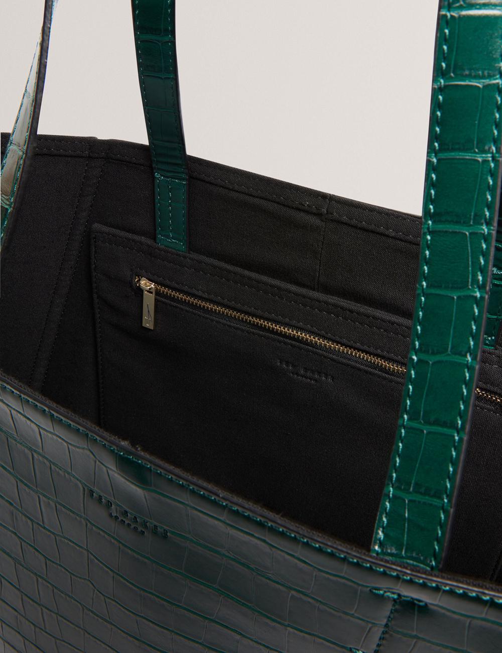 Dk-Green Ted Baker SOPHYNA - Croc Effect Folding Shopper Women Shopper Bags | SG  5908-JLIRD