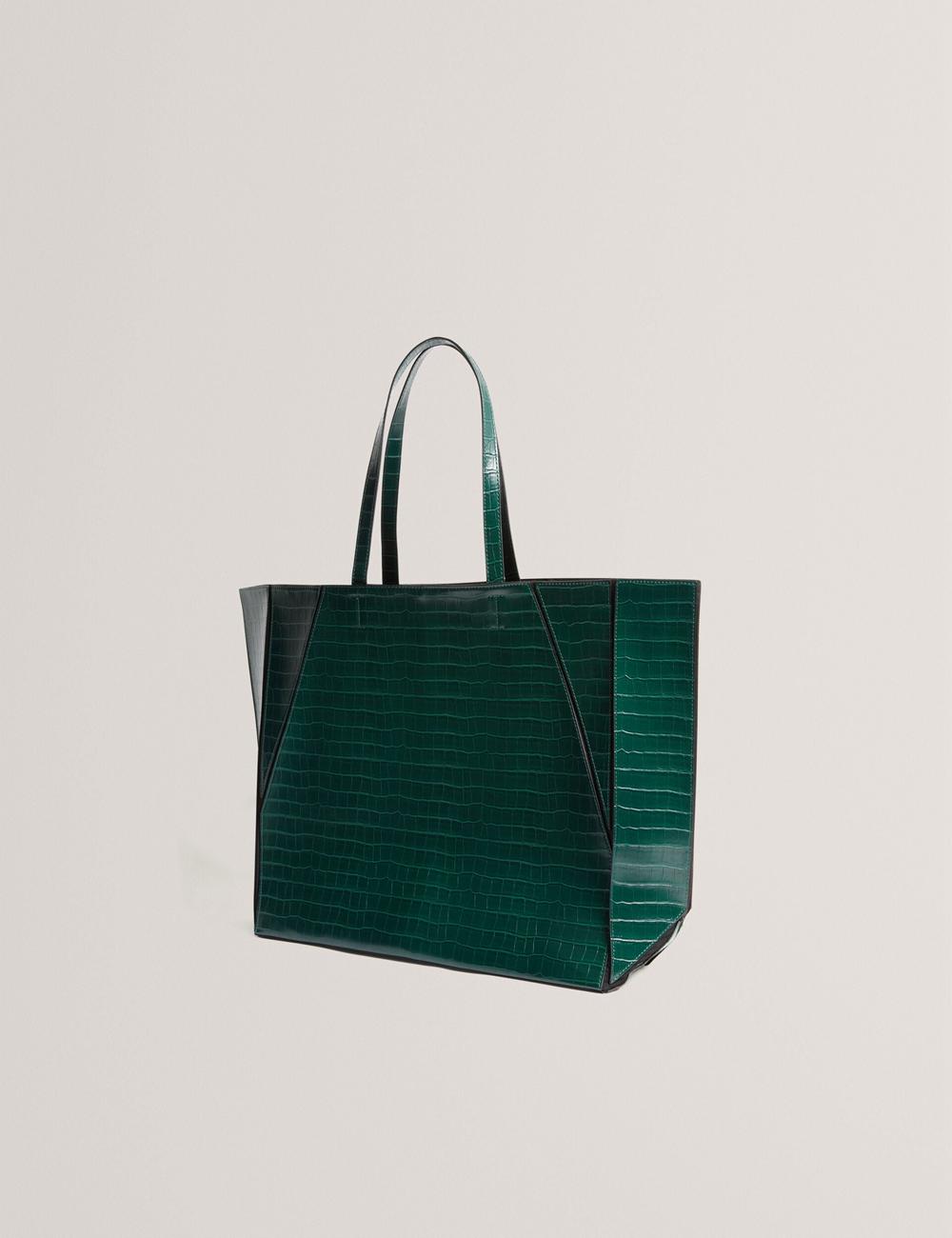Dk-Green Ted Baker SOPHYNA - Croc Effect Folding Shopper Women Shopper Bags | SG  5908-JLIRD