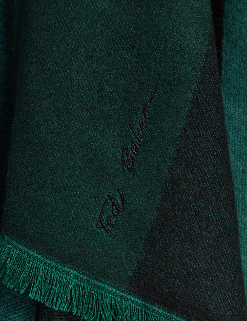 Dk-Green Ted Baker SUFFIA - Colour Block Buckled Woven Women Ponchos | SG  0482-KGAUP