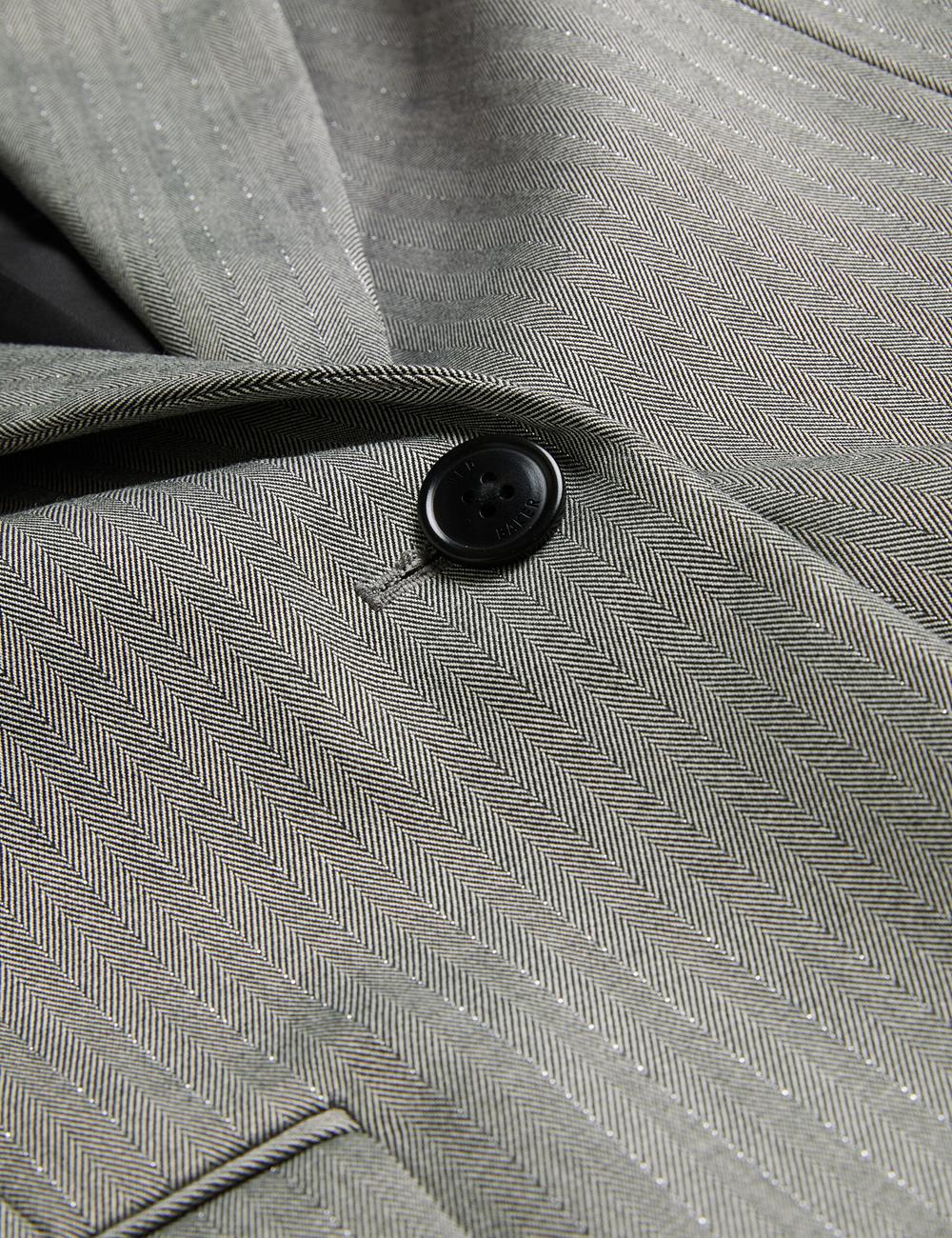 Dk-Grey Ted Baker KOA - Oversized Herringbone Single Breasted Women Blazers | SG  7046-HERLP