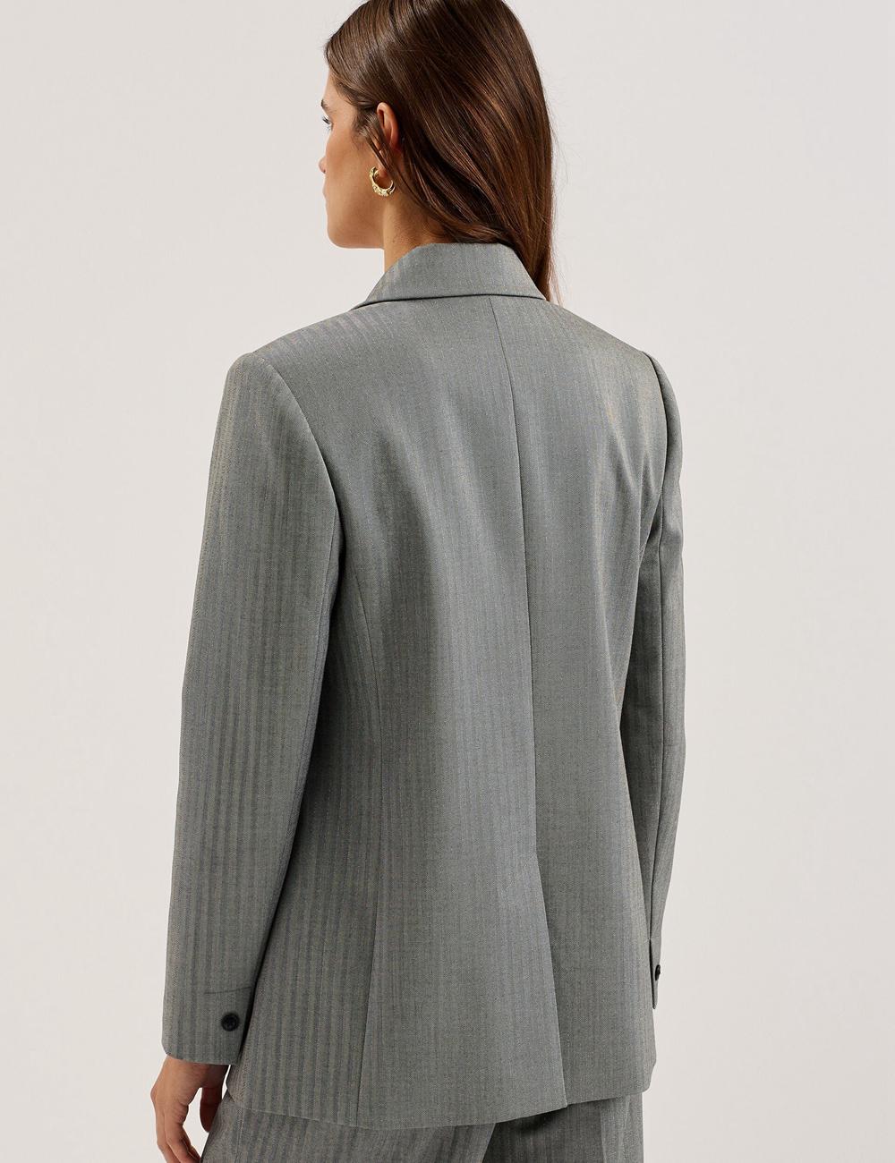 Dk-Grey Ted Baker KOA - Oversized Herringbone Single Breasted Women Blazers | SG  7046-HERLP