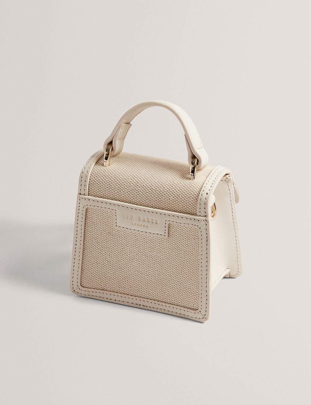 Ecru Ted Baker AUDOU - Rose Detail Canvas Mini Top Handle Women Crossbody Bags | SG  2793-TQNBZ