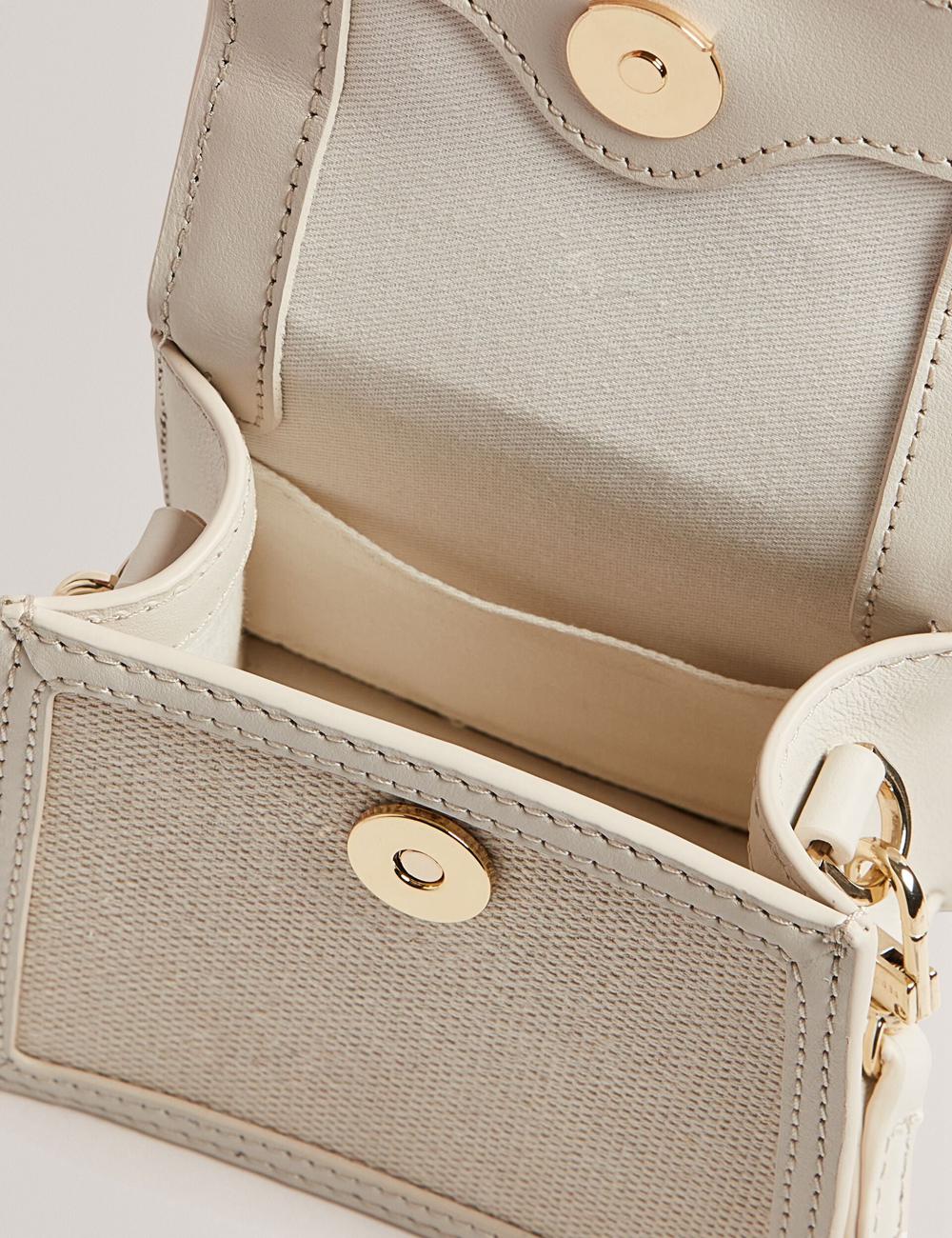Ecru Ted Baker AUDOU - Rose Detail Canvas Mini Top Handle Women Crossbody Bags | SG  2793-TQNBZ