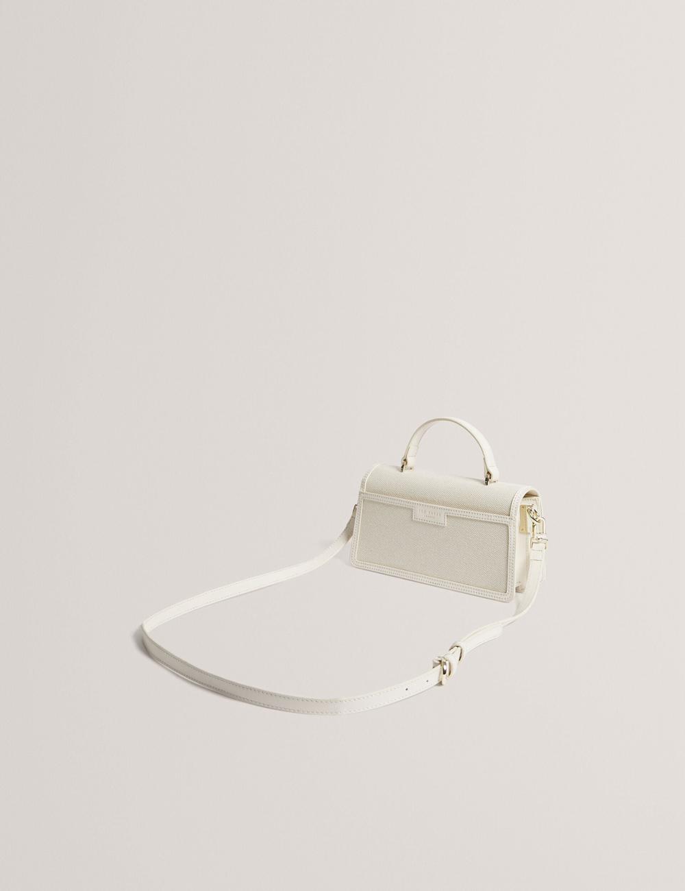 Ecru Ted Baker AUDRIS - Rose Detail Canvas Top Handleuette Women Crossbody Bags | SG  6523-WDLTF