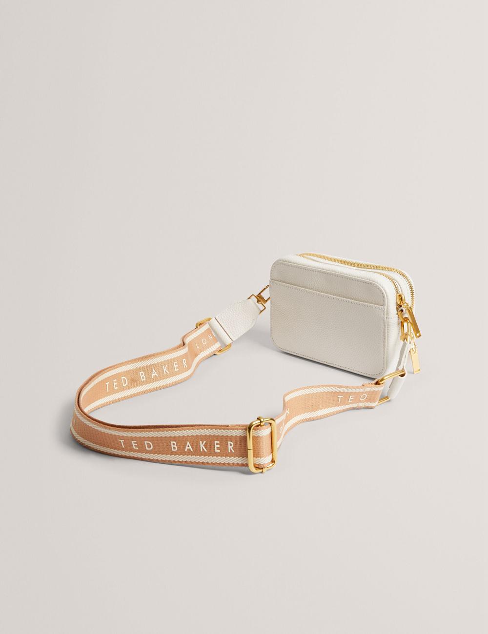 Ecru Ted Baker BARIA - Faux Raffia Leather Trim Mini Camera Women Camera Bag | SG  2043-BHZQI