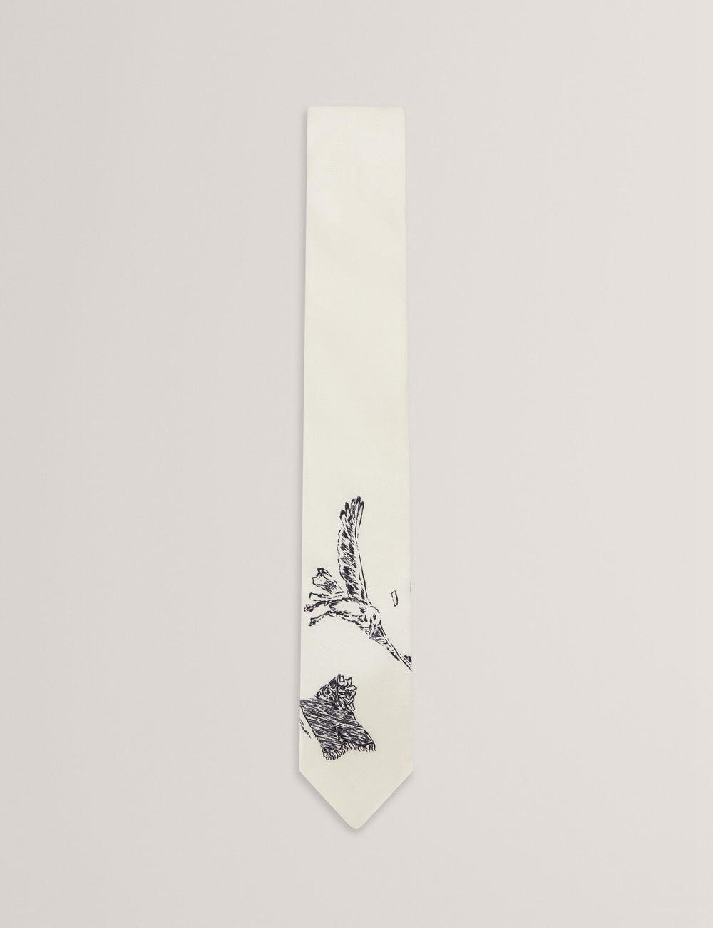 Ecru Ted Baker BENHALL - Seagull Graphic Silk Men Ties | SG  8752-IXYCM
