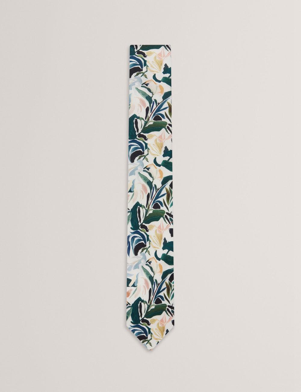 Ecru Ted Baker BOYTONN - Painted Floral Print Silk Men Ties | SG  3157-UZLHY