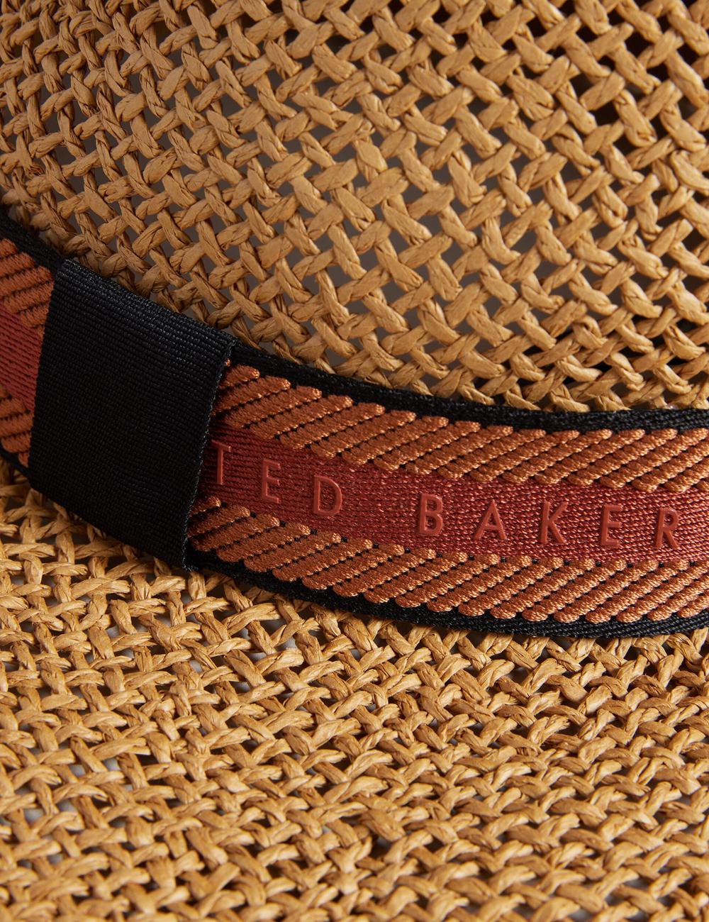 Ecru Ted Baker CLAIRIE - Straw Webbing Trim Women Fedora Hats | SG  3056-OHIWT