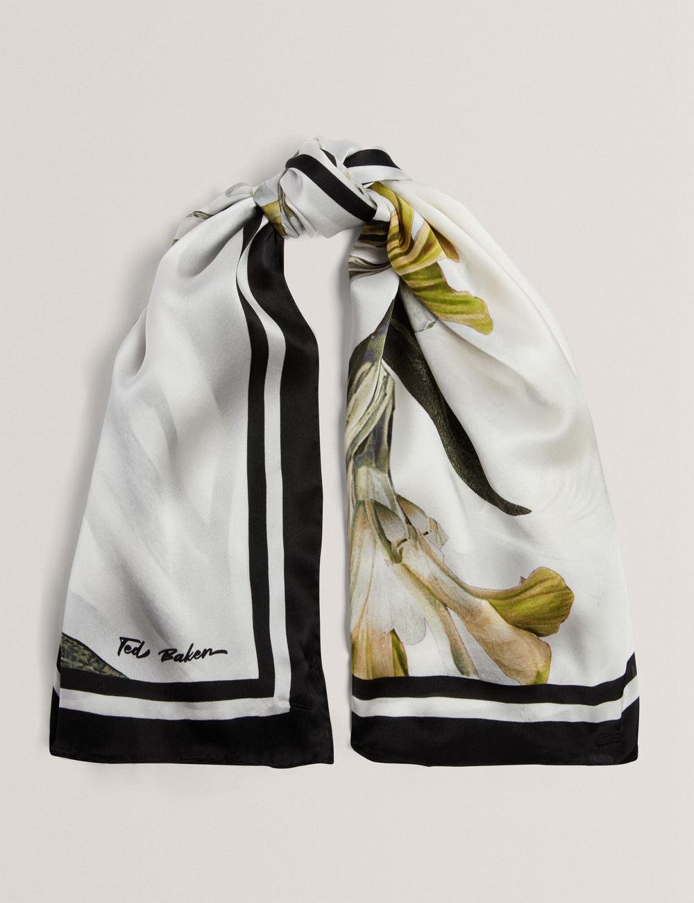 Ecru Ted Baker IRISSI - Floral Graphic Print Square Silk Women Scarves | SG  9541-MWQHT