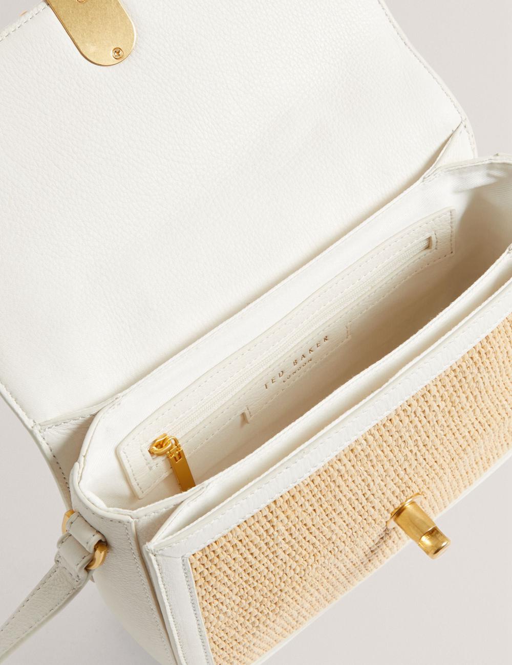 Ecru Ted Baker KKASSIA - Faux Raffia Twist Lock Crossbody Satchel Women Satchel Bags | SG  9687-TREWP