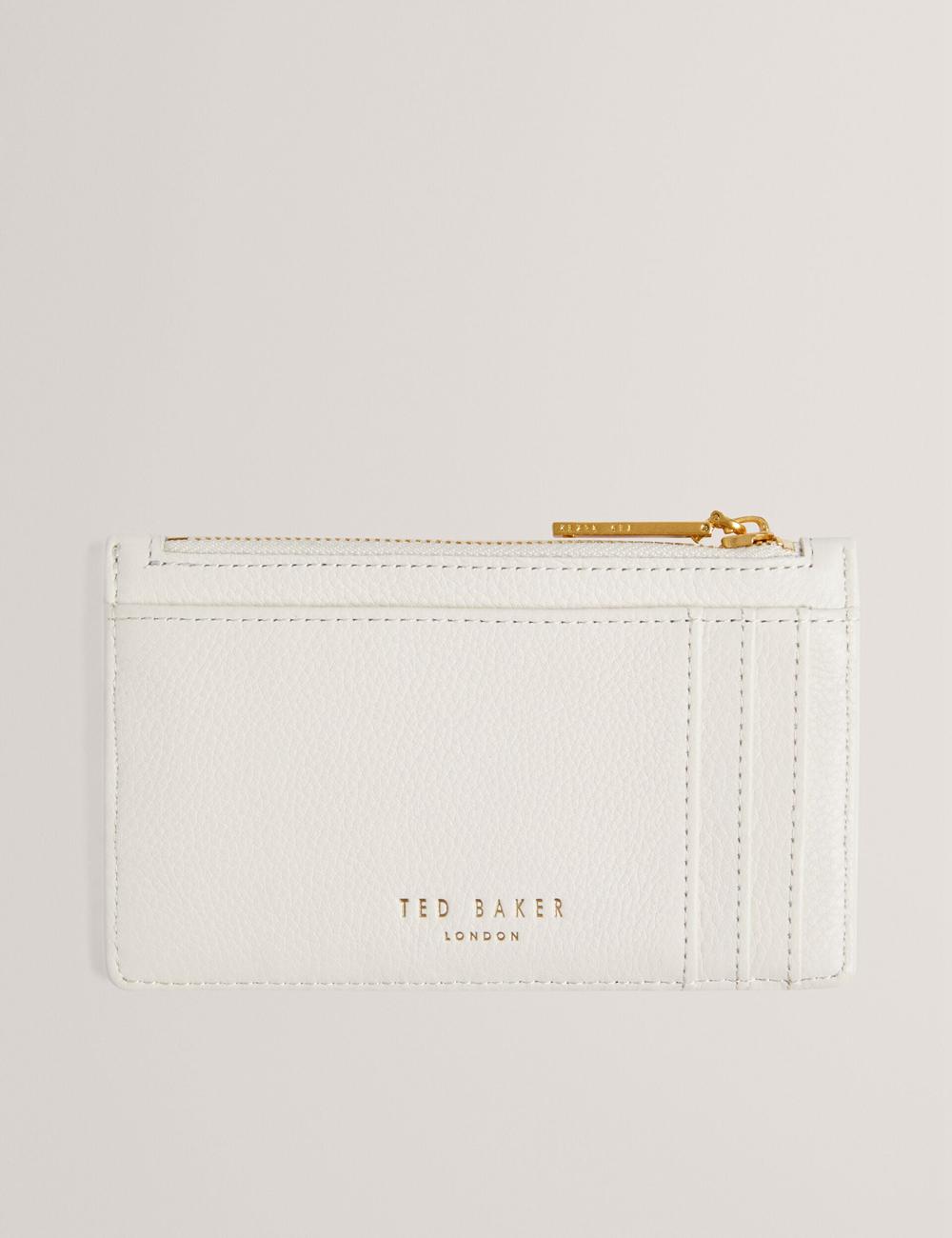 Ecru Ted Baker MARLEAH - TB Logo Leather Zip Card Holder Women Wallets | SG  8269-VGITW