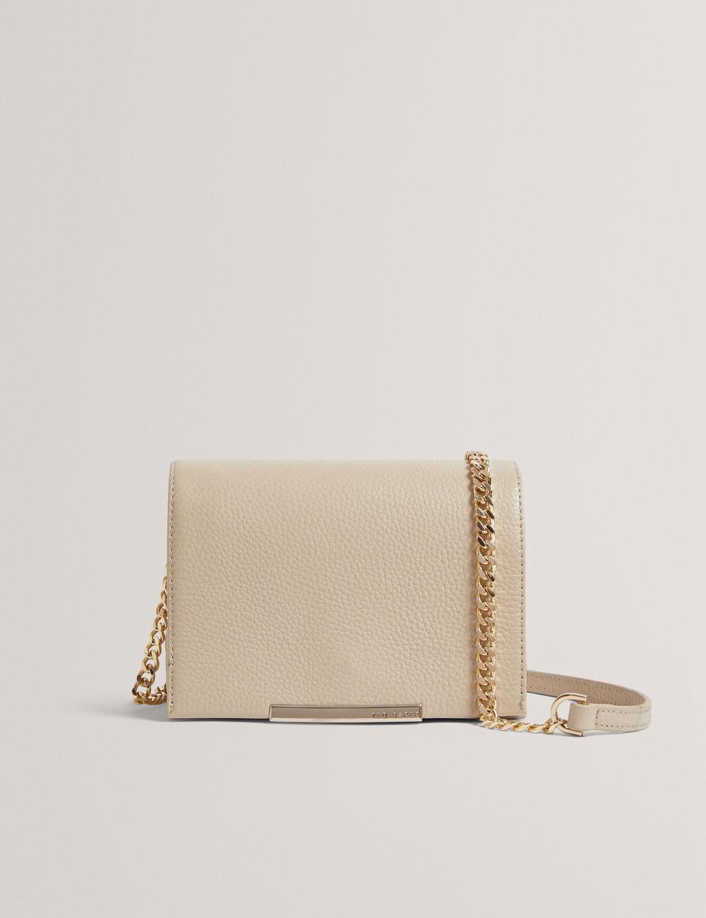 Ecru Ted Baker ROUSEN - Bar Detail Fold Over Leather Women Crossbody Bags | SG  5604-PLRWA