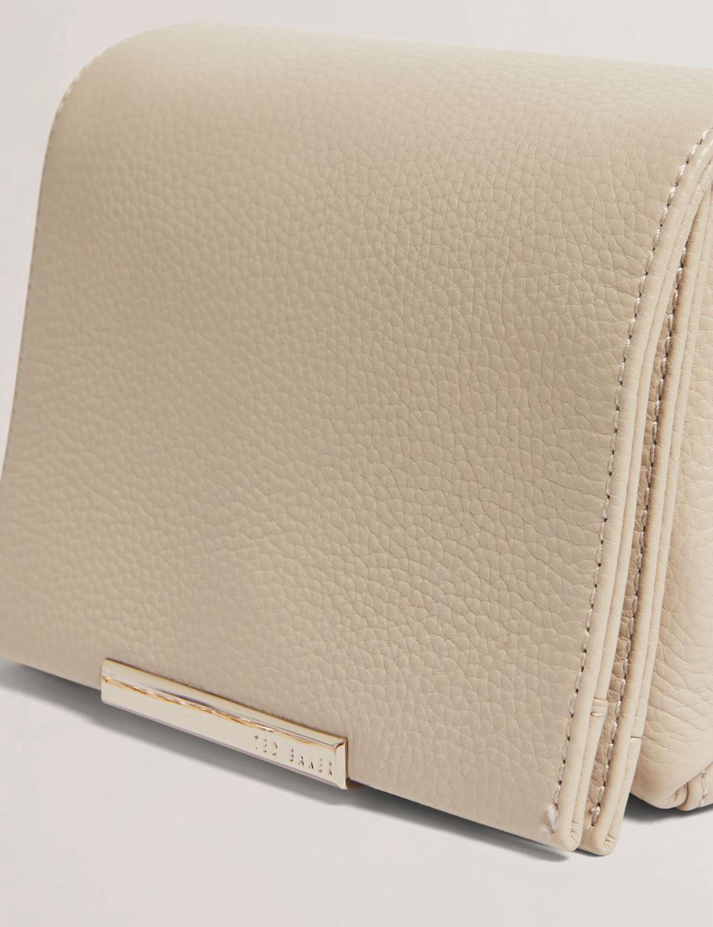 Ecru Ted Baker ROUSEN - Bar Detail Fold Over Leather Women Crossbody Bags | SG  5604-PLRWA