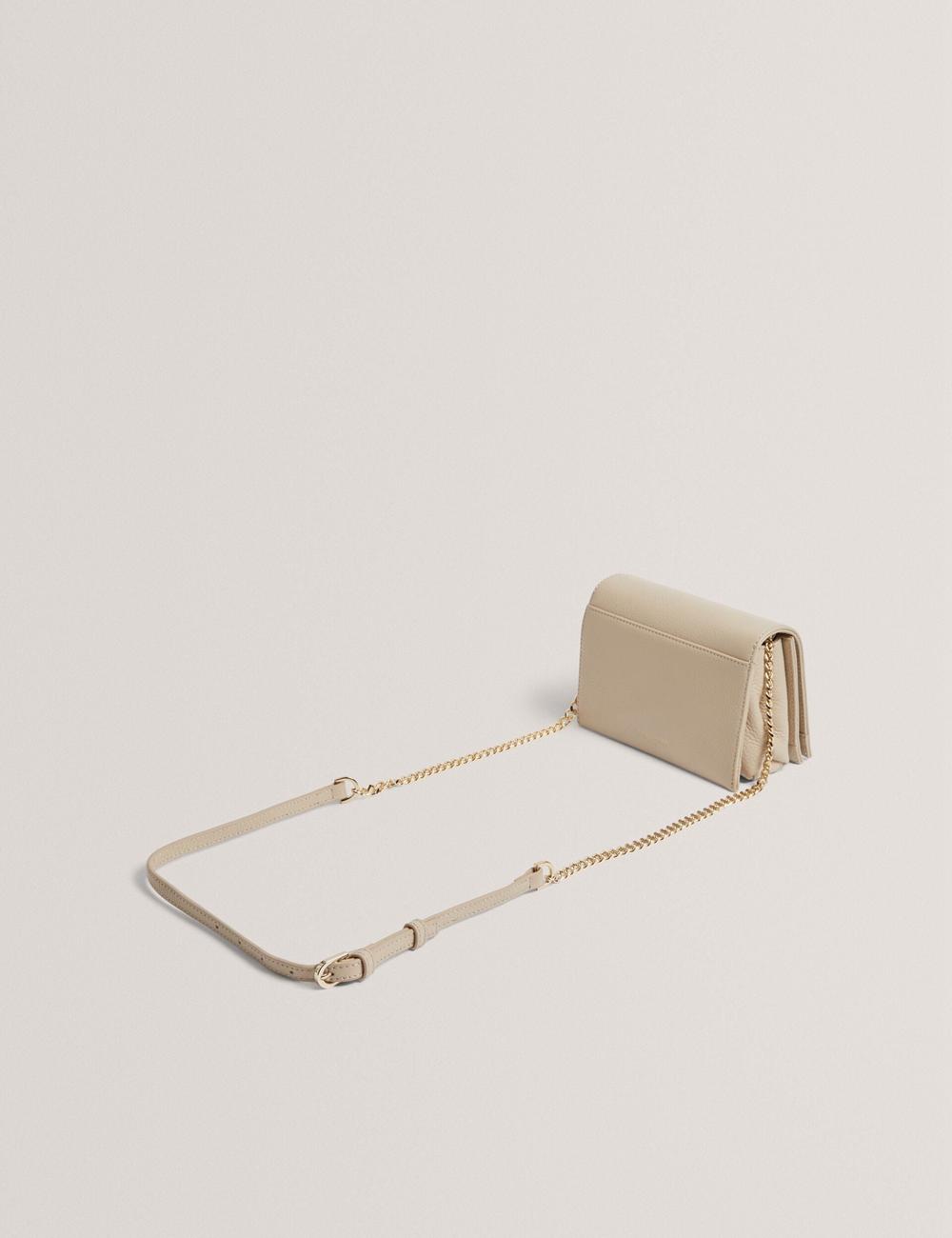 Ecru Ted Baker ROUSEN - Bar Detail Fold Over Leather Women Crossbody Bags | SG  5604-PLRWA