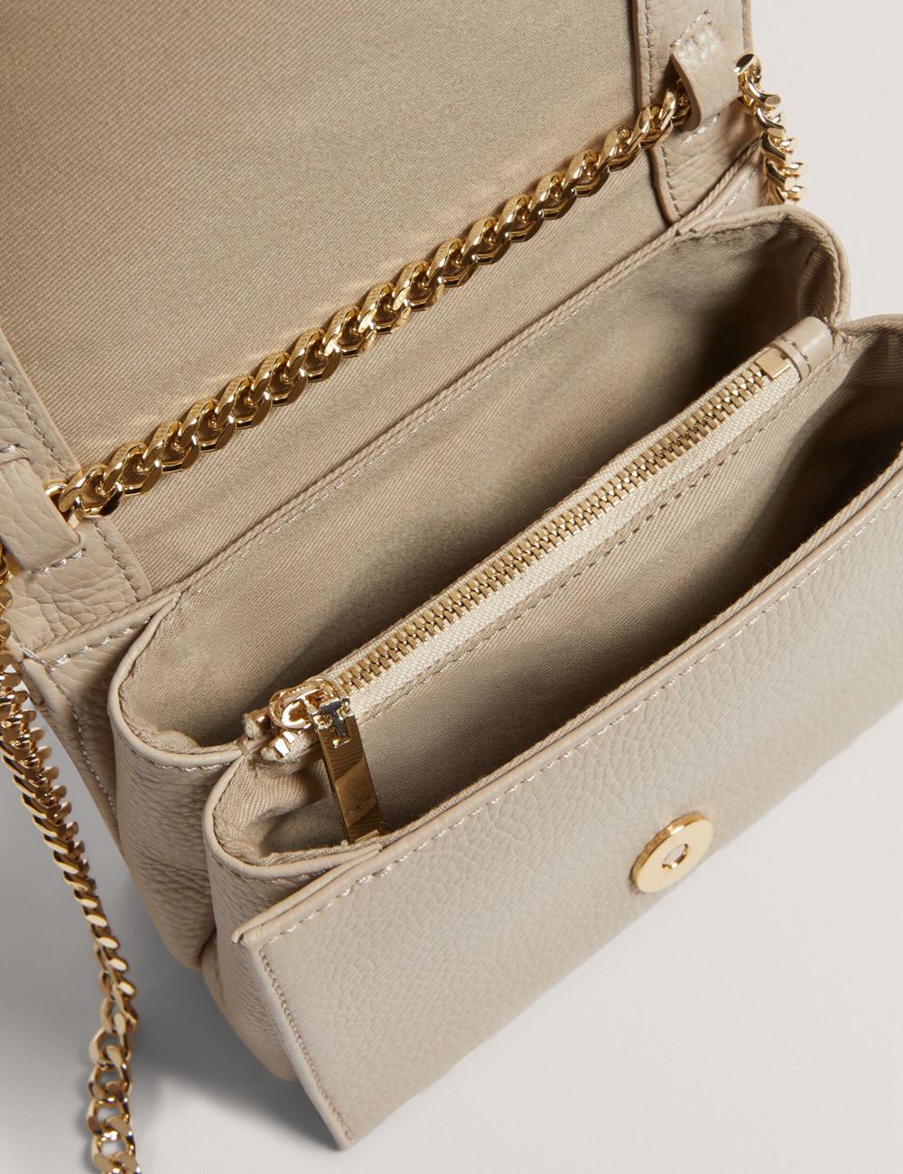 Ecru Ted Baker ROUSEN - Bar Detail Fold Over Leather Women Crossbody Bags | SG  5604-PLRWA