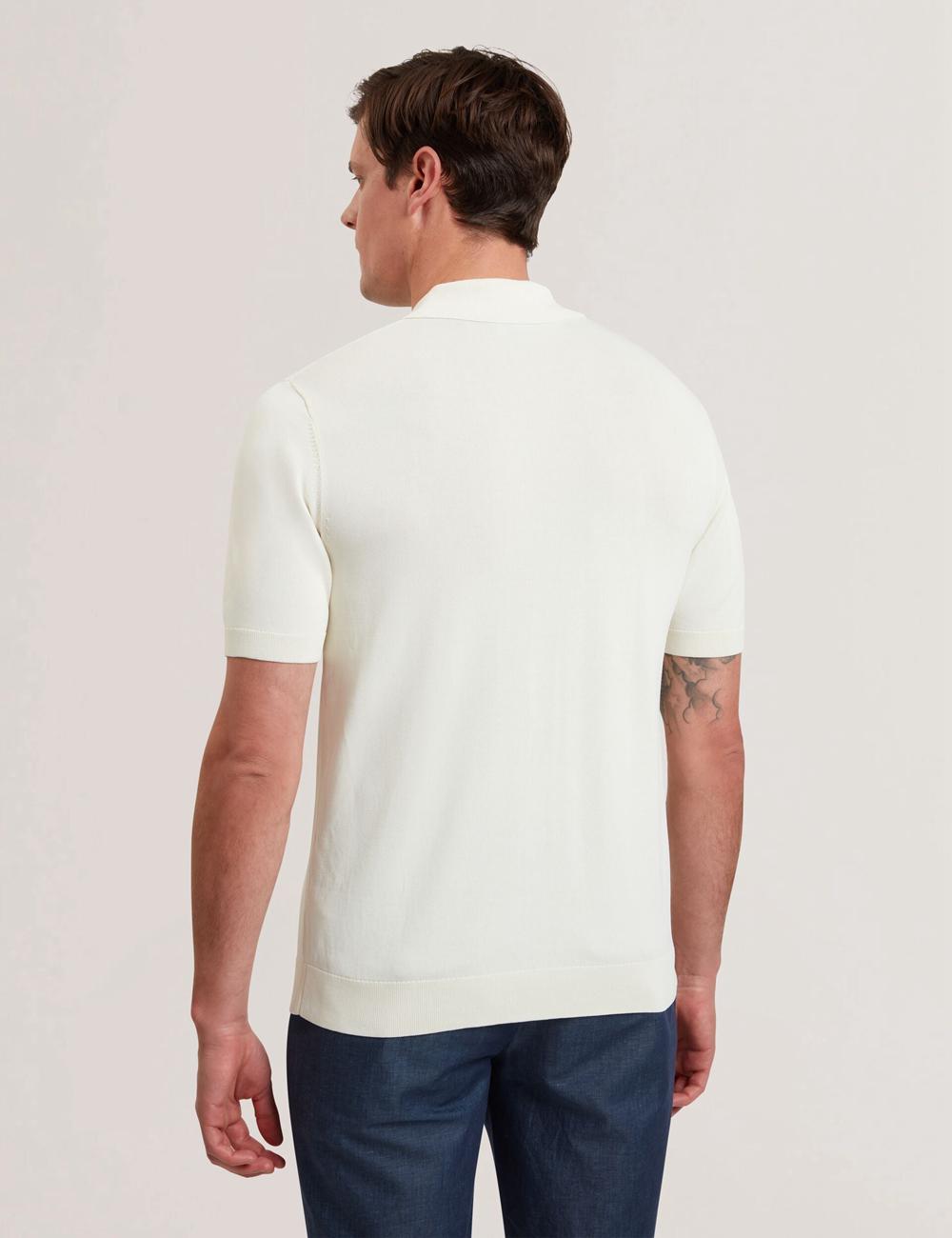 Ecru Ted Baker RUITS - Short Sleeve Floral Placement Men Polos Shirts | SG  3620-XZVNY