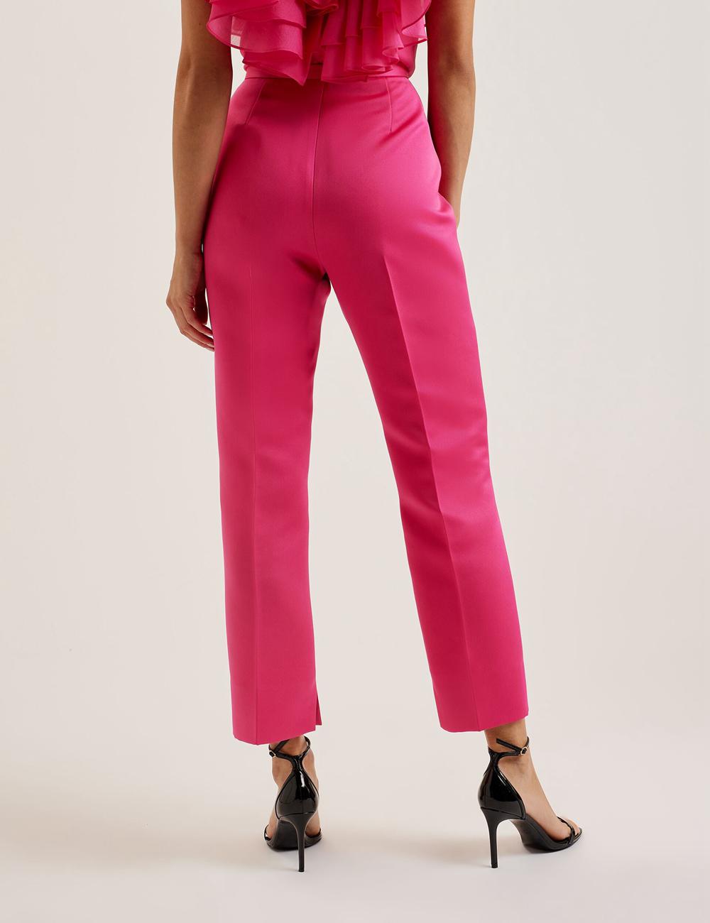 Fuchsia Ted Baker AKENIT - Satin Tailored Slim Leg Women Trousers | SG  2103-ORIAQ