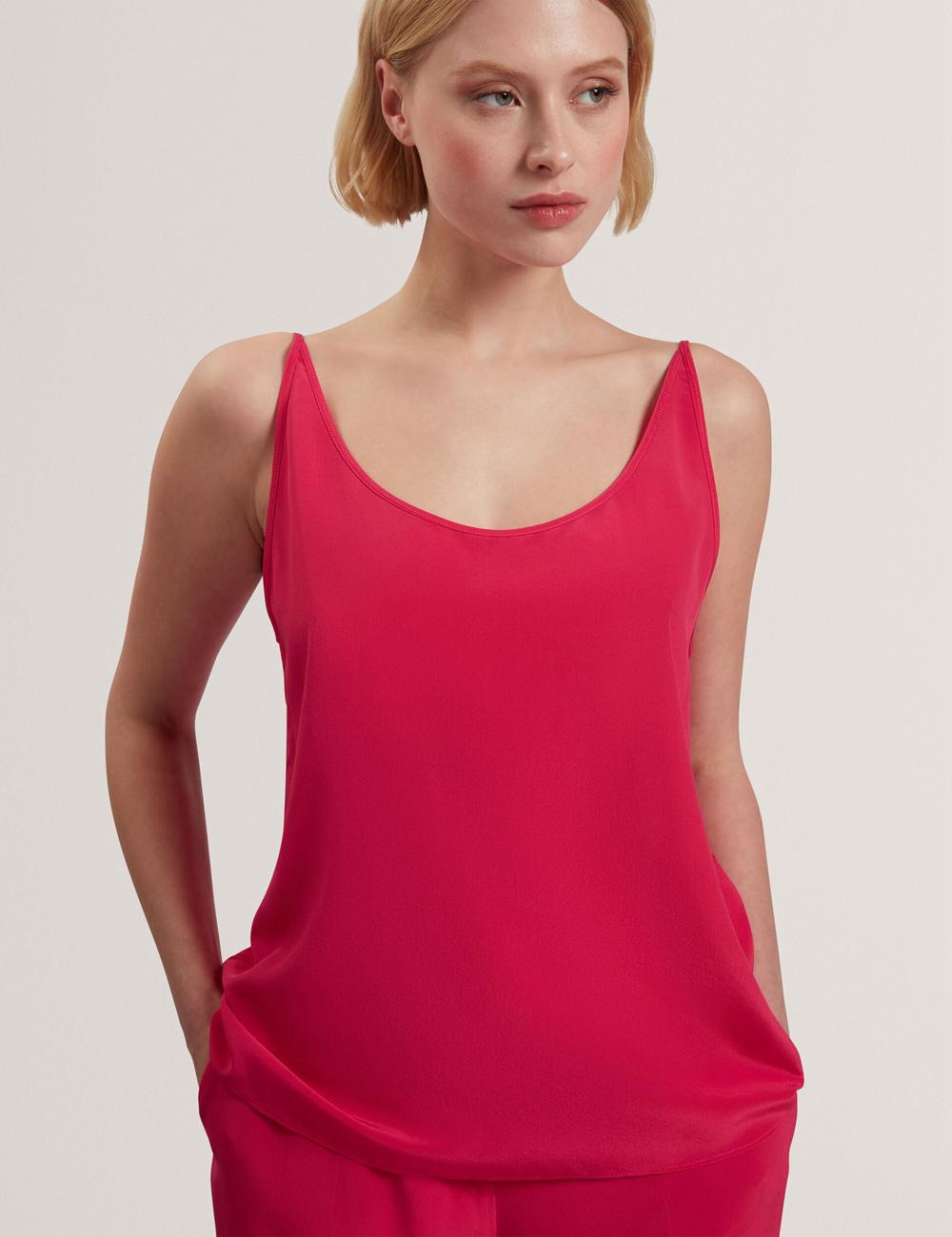 Fuchsia Ted Baker CADASA - Pure Silk Scoop Neck Cami Women Tops | SG  9458-DTMCG