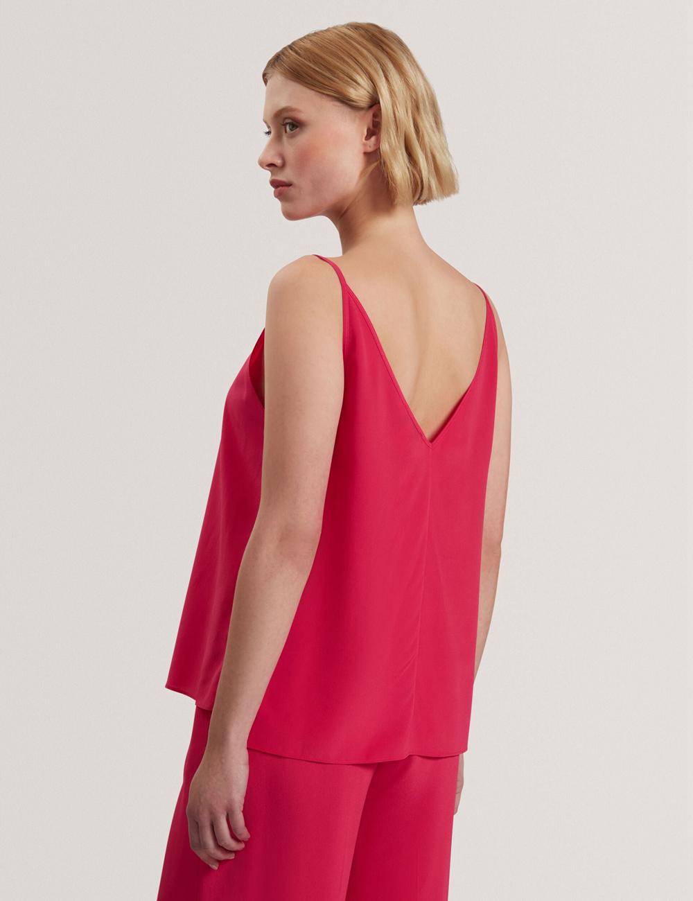Fuchsia Ted Baker CADASA - Pure Silk Scoop Neck Cami Women Tops | SG  9458-DTMCG