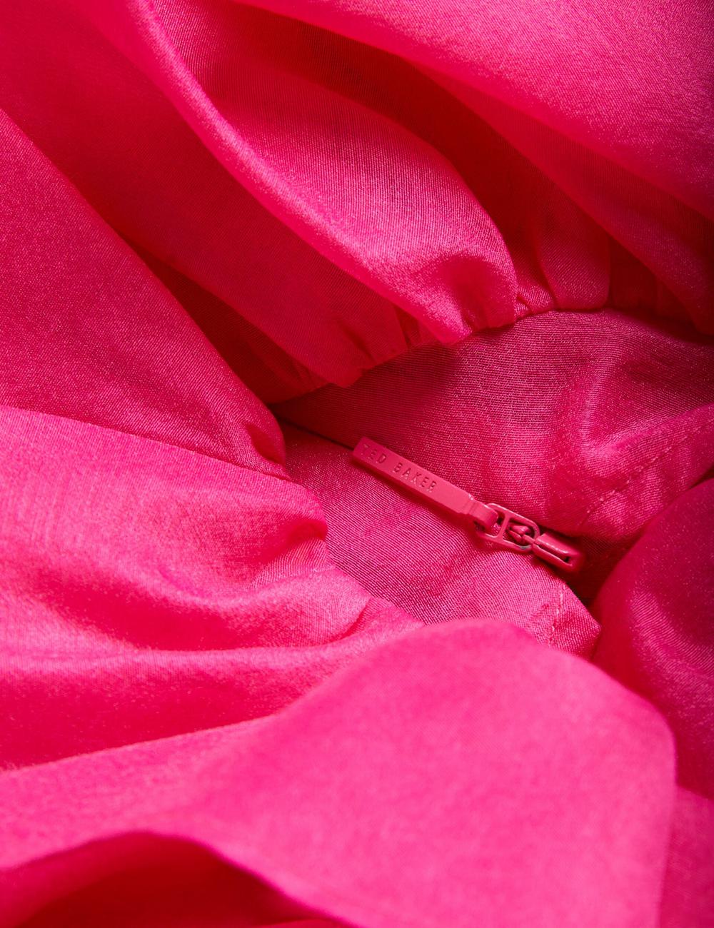Fuchsia Ted Baker CALONDA - Oversized Frill Trim V-Neck Top Women Blouses | SG  8317-MXEWV