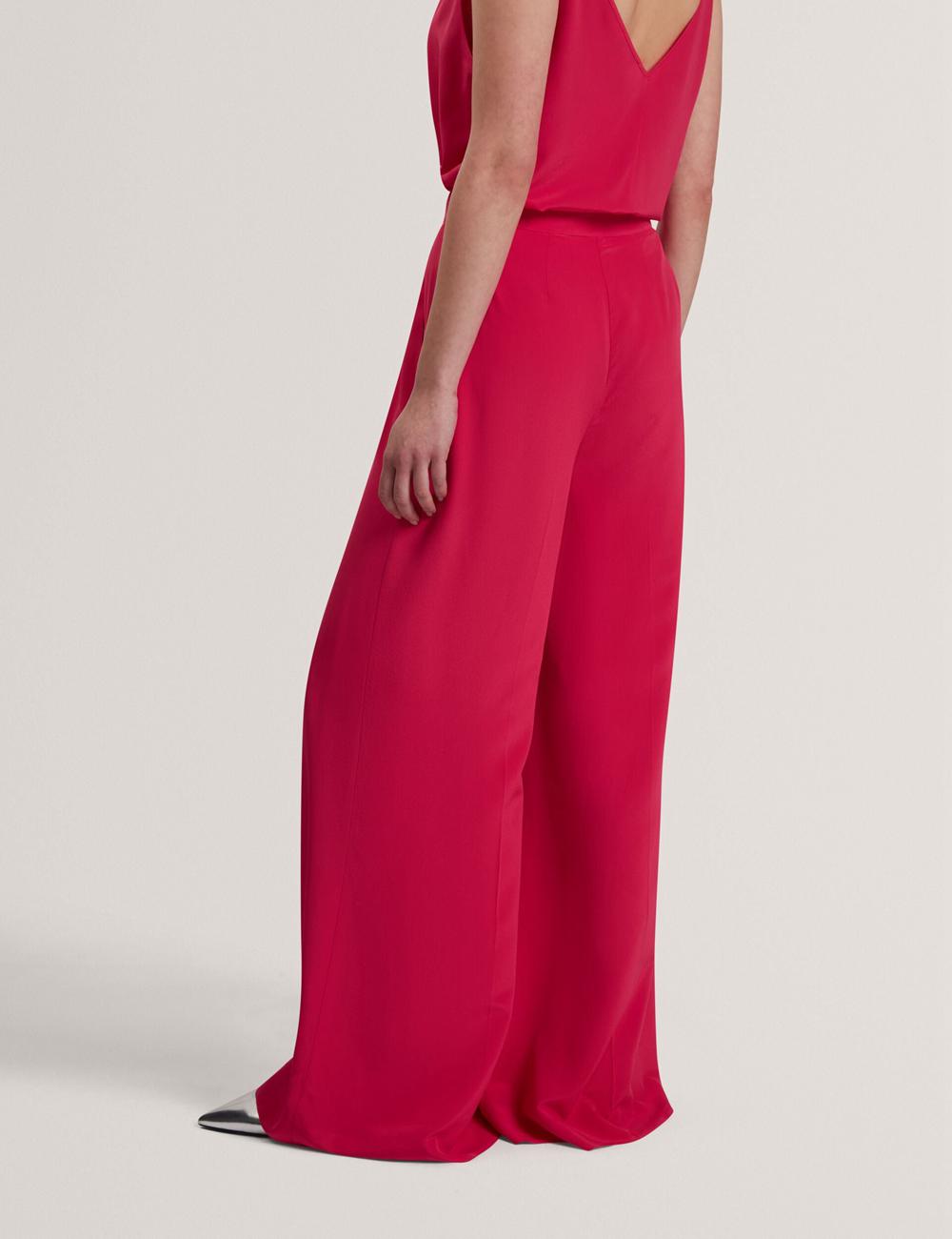 Fuchsia Ted Baker CARLOET - Silk Wide Leg Tailored Women Trousers | SG  8452-UBPNY