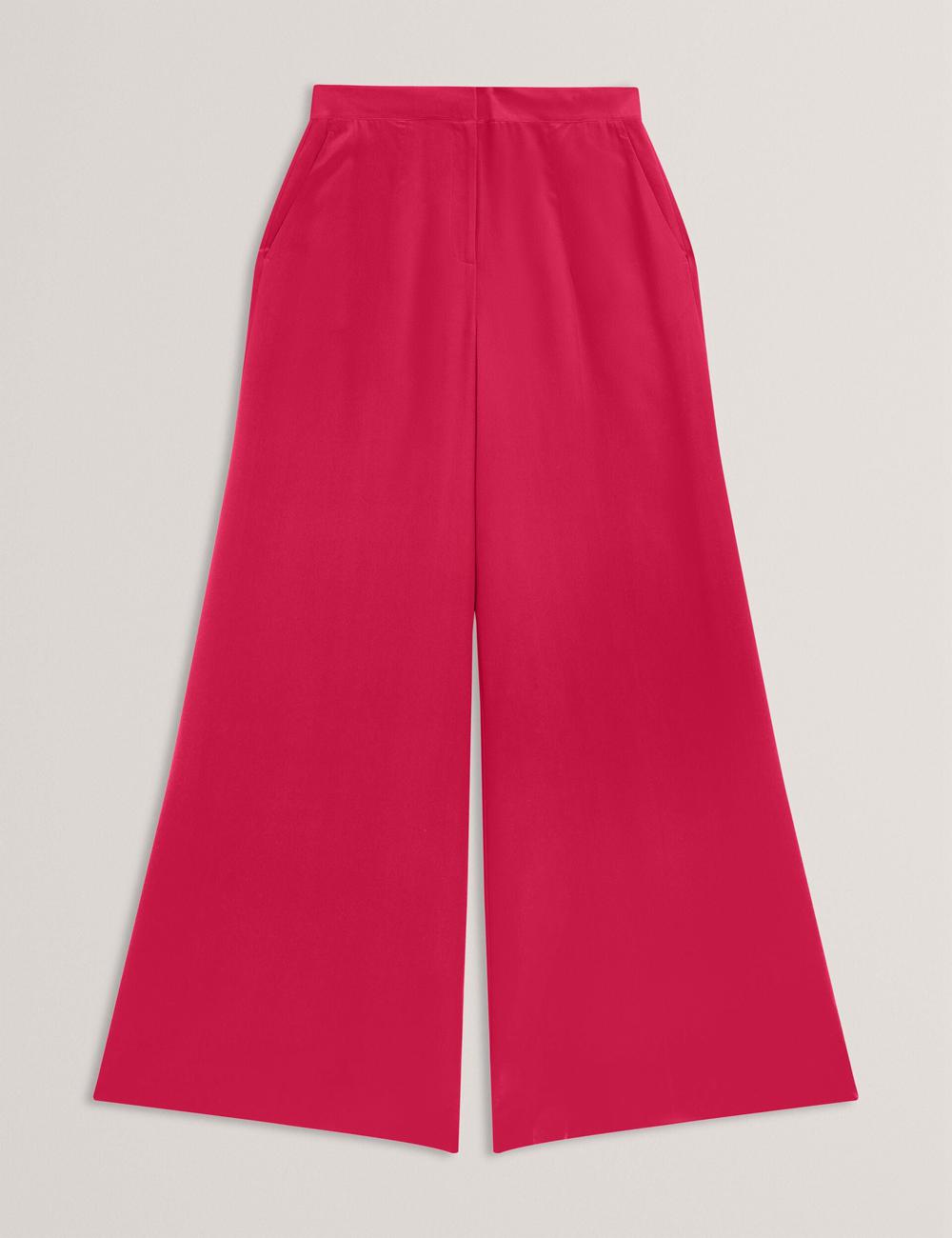 Fuchsia Ted Baker CARLOET - Silk Wide Leg Tailored Women Trousers | SG  8452-UBPNY