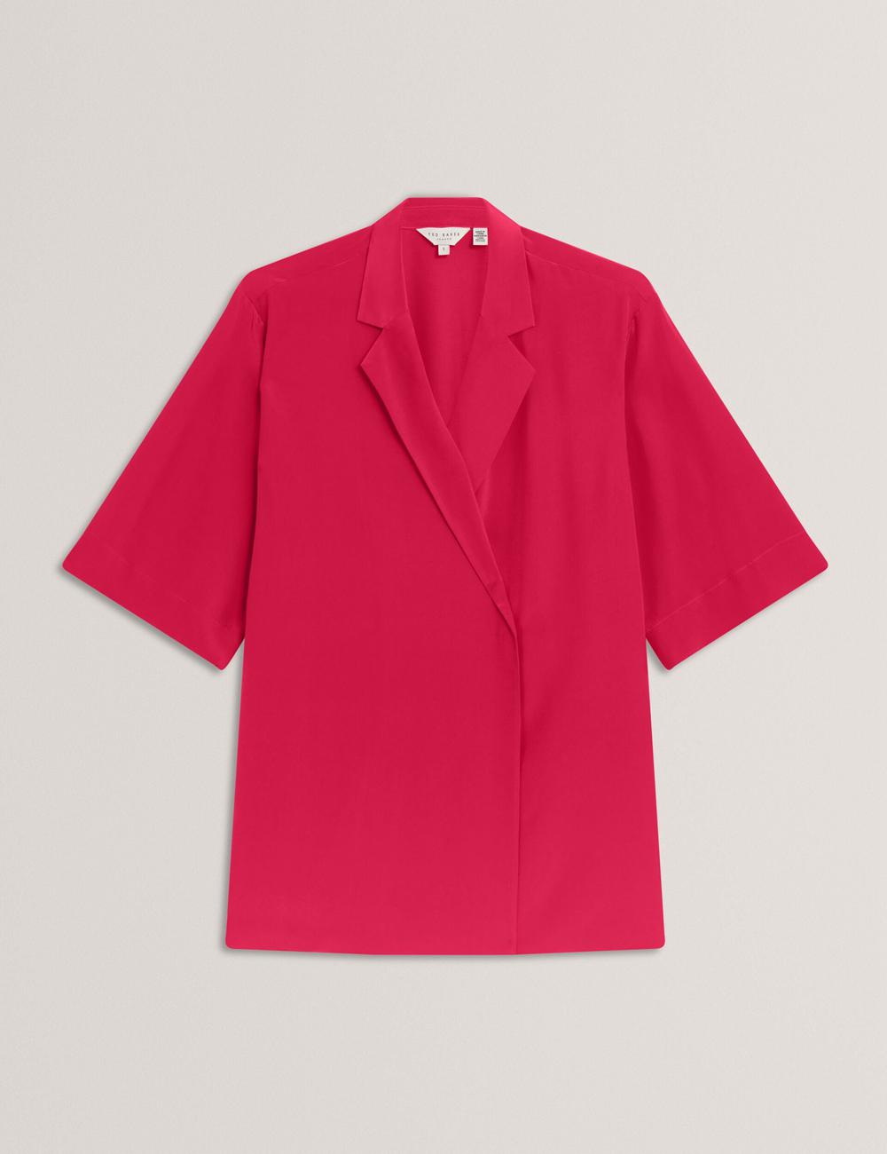 Fuchsia Ted Baker CARLOE - Silk Short Sleeve Women Blazers | SG  0617-CATVQ