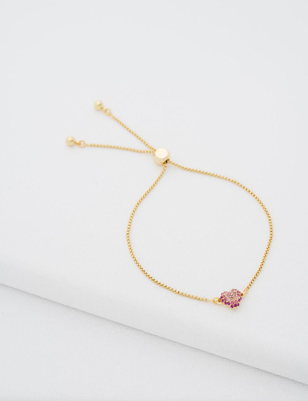 Gold Ted Baker ADORIA - Mini Crystal Heart Adjustable Women Bracelets | SG  9672-FORQX