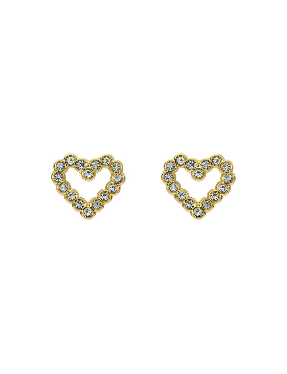 Gold Ted Baker AMORINA -Crystal Open Heart Stud Women Earrings | SG  0839-MRFIY