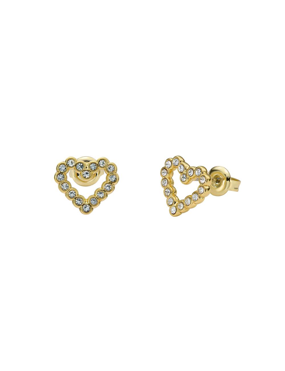Gold Ted Baker AMORINA -Crystal Open Heart Stud Women Earrings | SG  0839-MRFIY