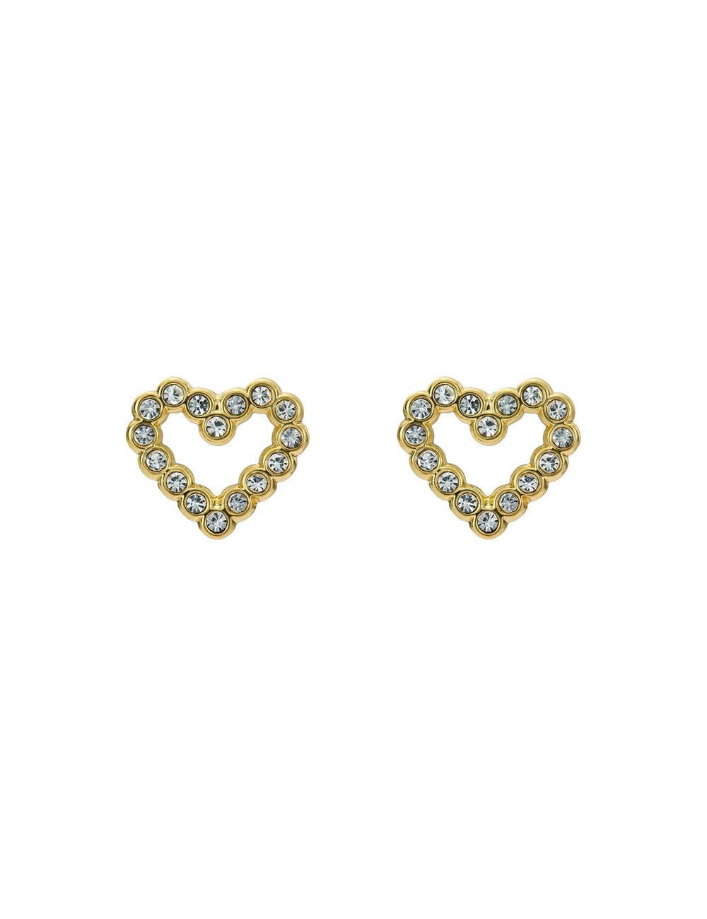 Gold Ted Baker AMORINA -Crystal Open Heart Stud Women Earrings | SG  0839-MRFIY