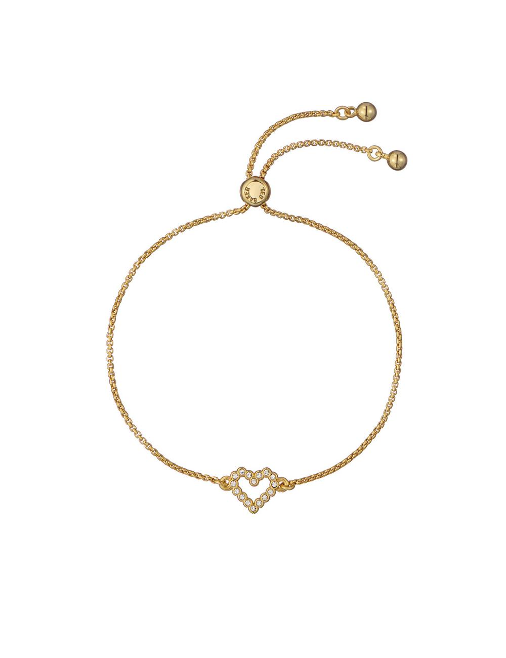 Gold Ted Baker AMORITA - Crystal Open Heart Adjustable Women Bracelets | SG  6895-KCOFS