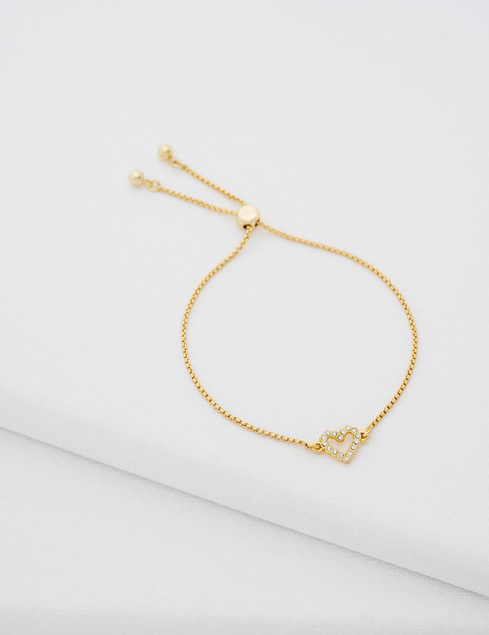 Gold Ted Baker AMORITA - Crystal Open Heart Adjustable Women Bracelets | SG  6895-KCOFS
