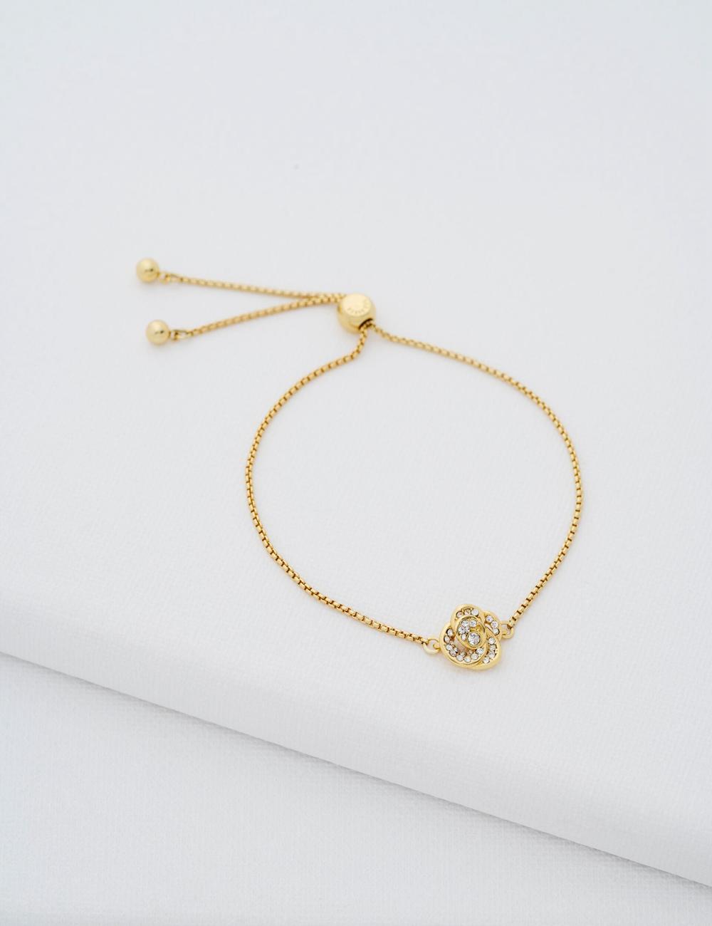 Gold Ted Baker FLORINA - Crystal Flower Adjustable Women Bracelets | SG  2649-ZMBQE