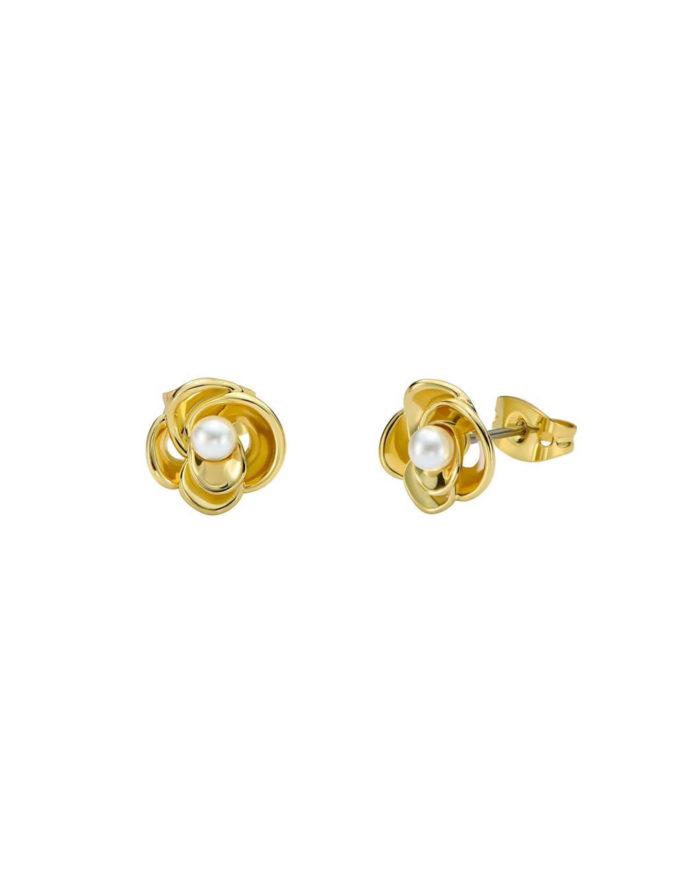 Gold Ted Baker FLO - Pearl Flower Stud Women Earrings | SG  8463-YAPUQ