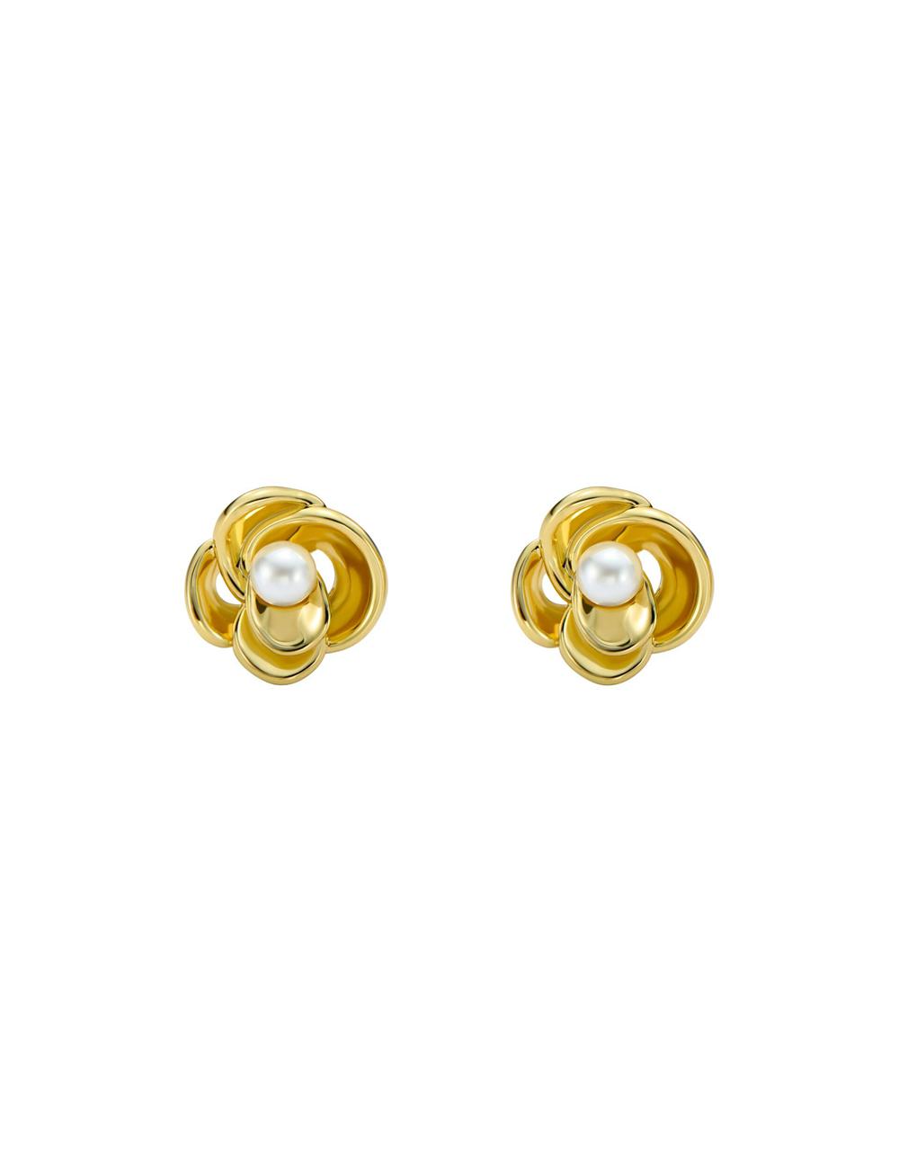 Gold Ted Baker FLO - Pearl Flower Stud Women Earrings | SG  8463-YAPUQ