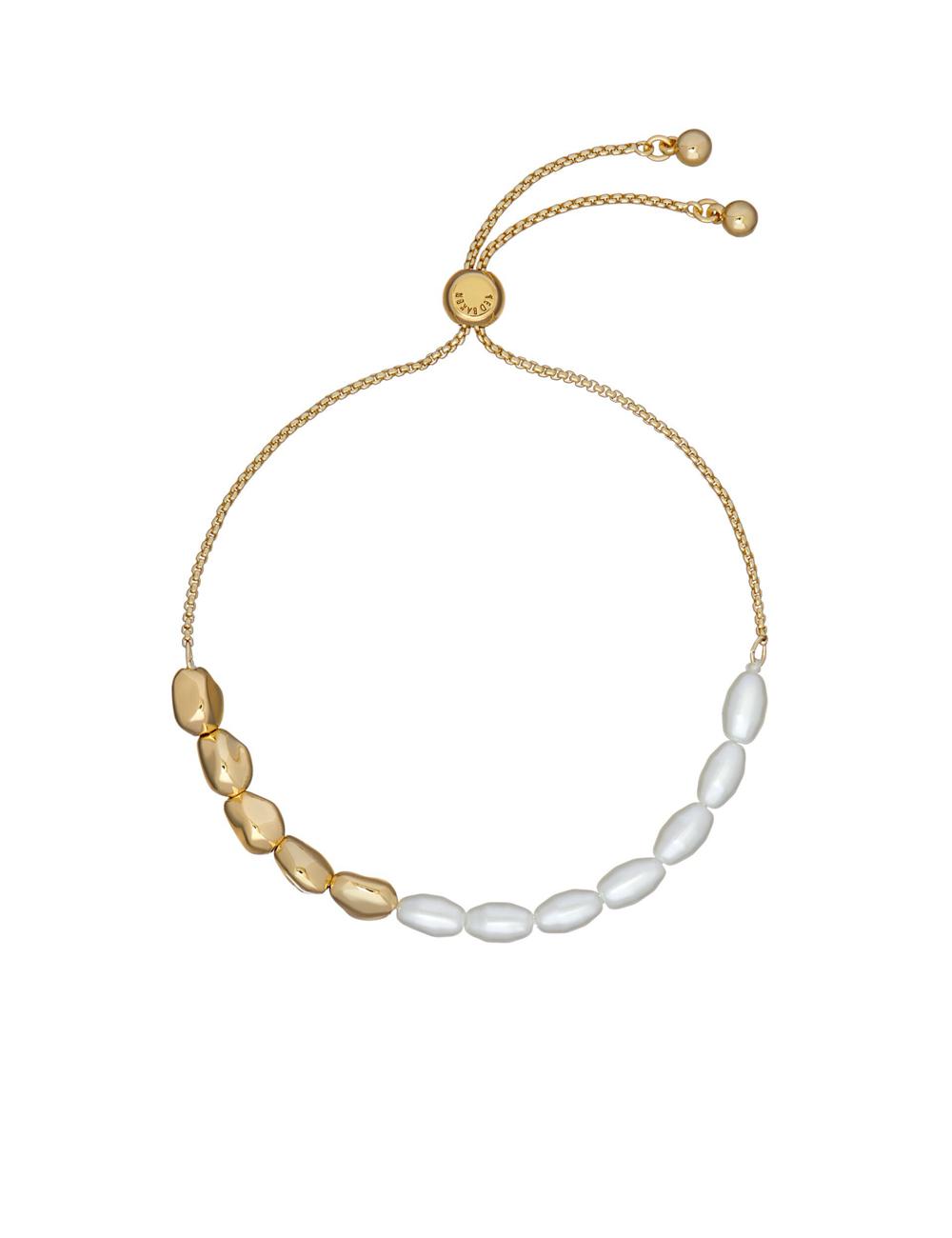 Gold Ted Baker INELA - Island Pearl Bead Adjustable Women Bracelets | SG  1036-THFZC