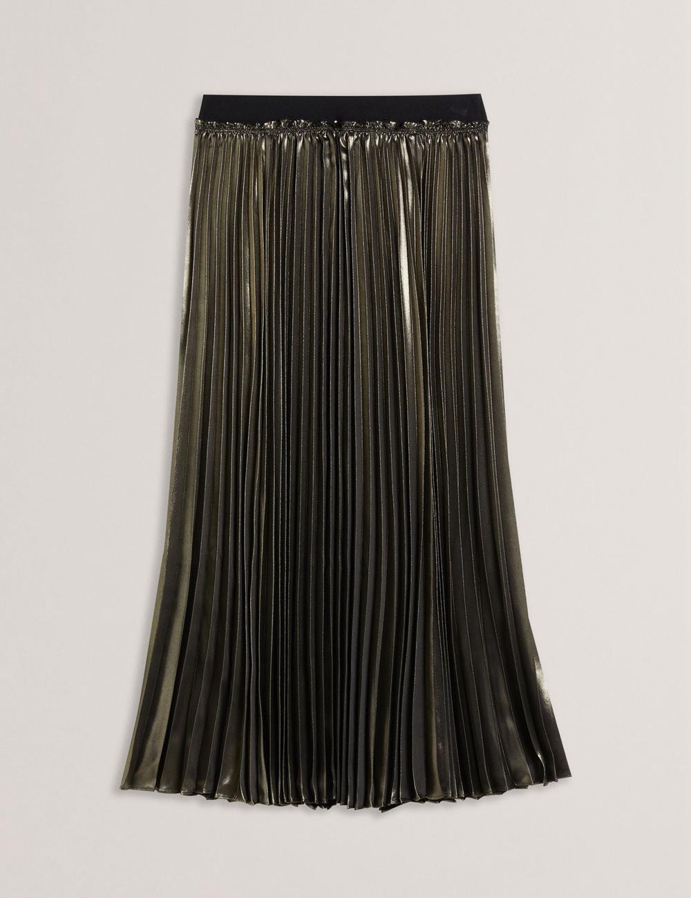 Gold Ted Baker KESE - Metallic Pleated A-Line Women Midi Skirts | SG  5390-JAKVY