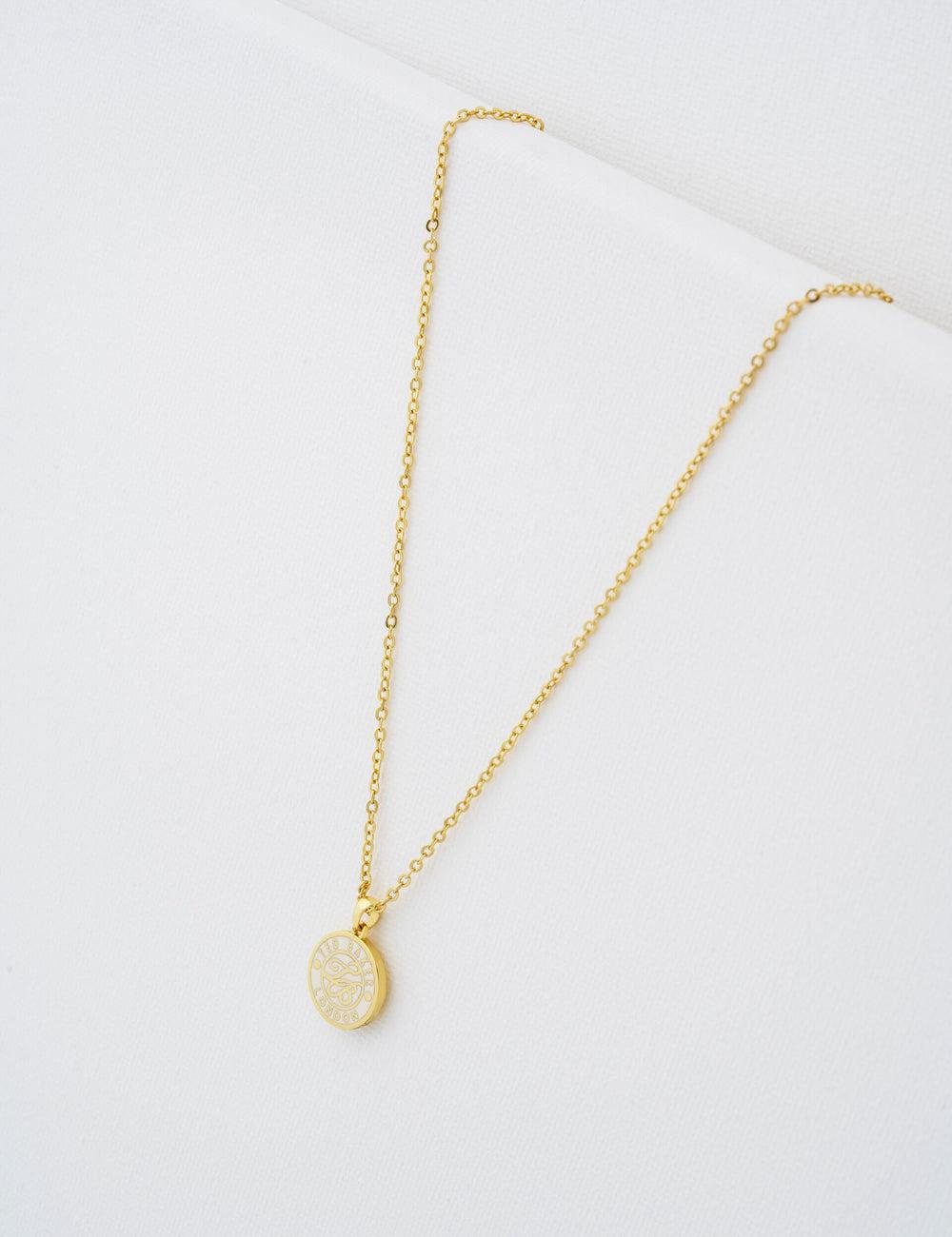 Gold Ted Baker MONELLA - Monogram Logo Coin Pendant Women Necklaces | SG  1980-TIVUQ