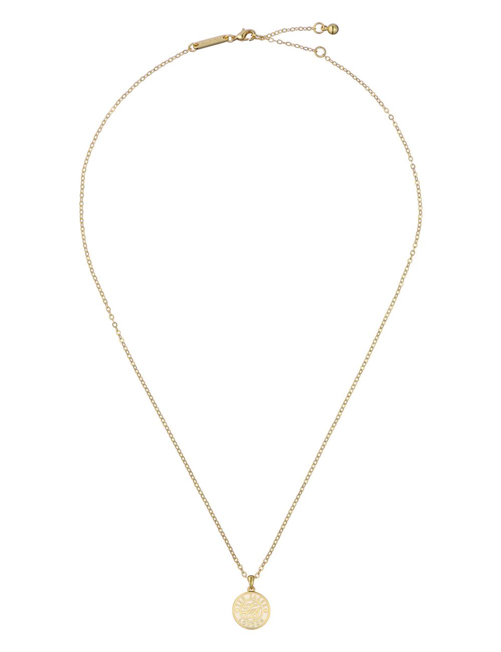 Gold Ted Baker MONELLA - Monogram Logo Coin Pendant Women Necklaces | SG  1980-TIVUQ
