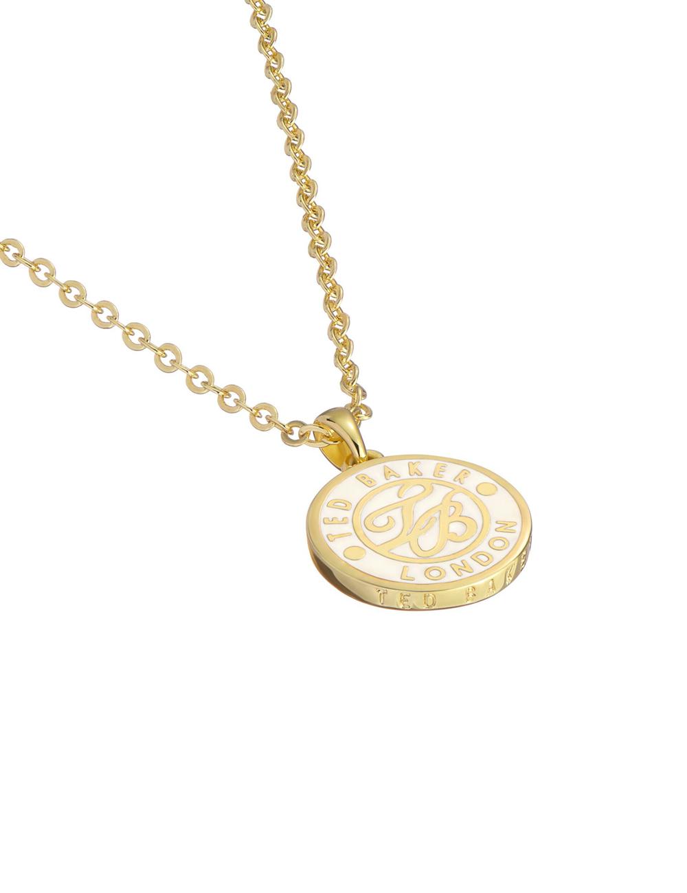 Gold Ted Baker MONELLA - Monogram Logo Coin Pendant Women Necklaces | SG  1980-TIVUQ