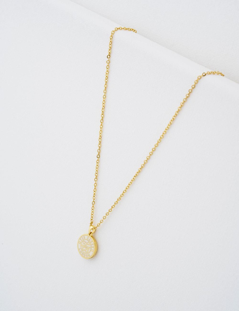 Gold Ted Baker MONELLA - Monogram Logo Coin Pendant Women Necklaces | SG  1980-TIVUQ