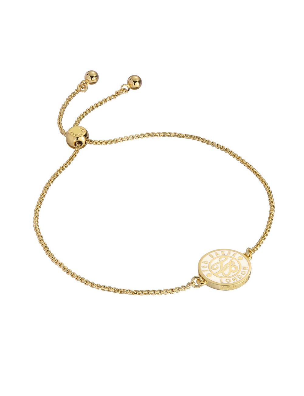 Gold Ted Baker MONELLE - Monogram Logo Coin Adjustable Women Bracelets | SG  5061-COQRB