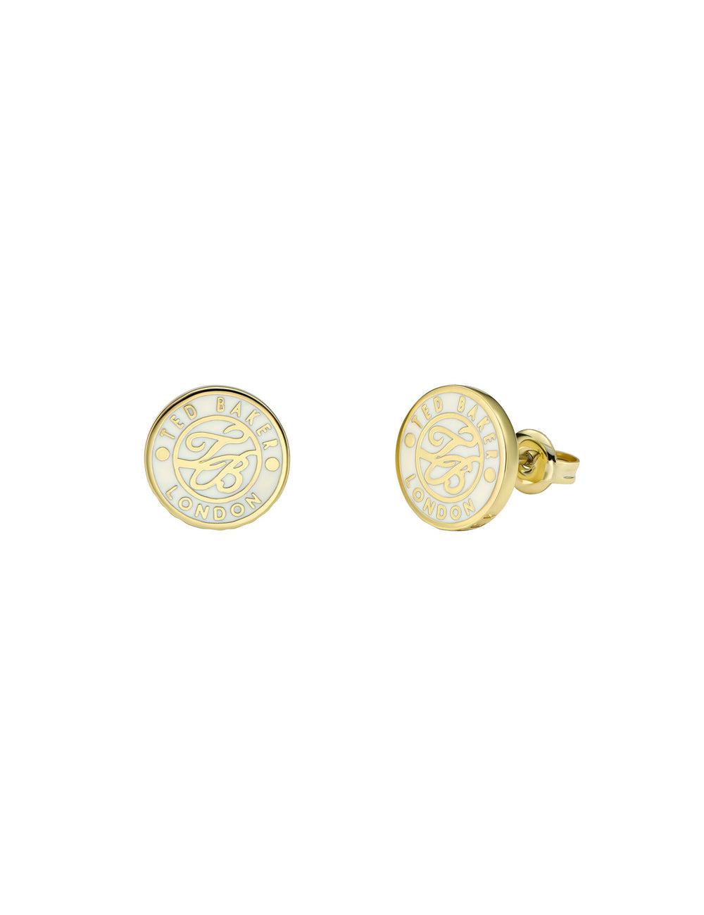 Gold Ted Baker MONLIA - Monogram Logo Stud Women Earrings | SG  3694-JTQNM