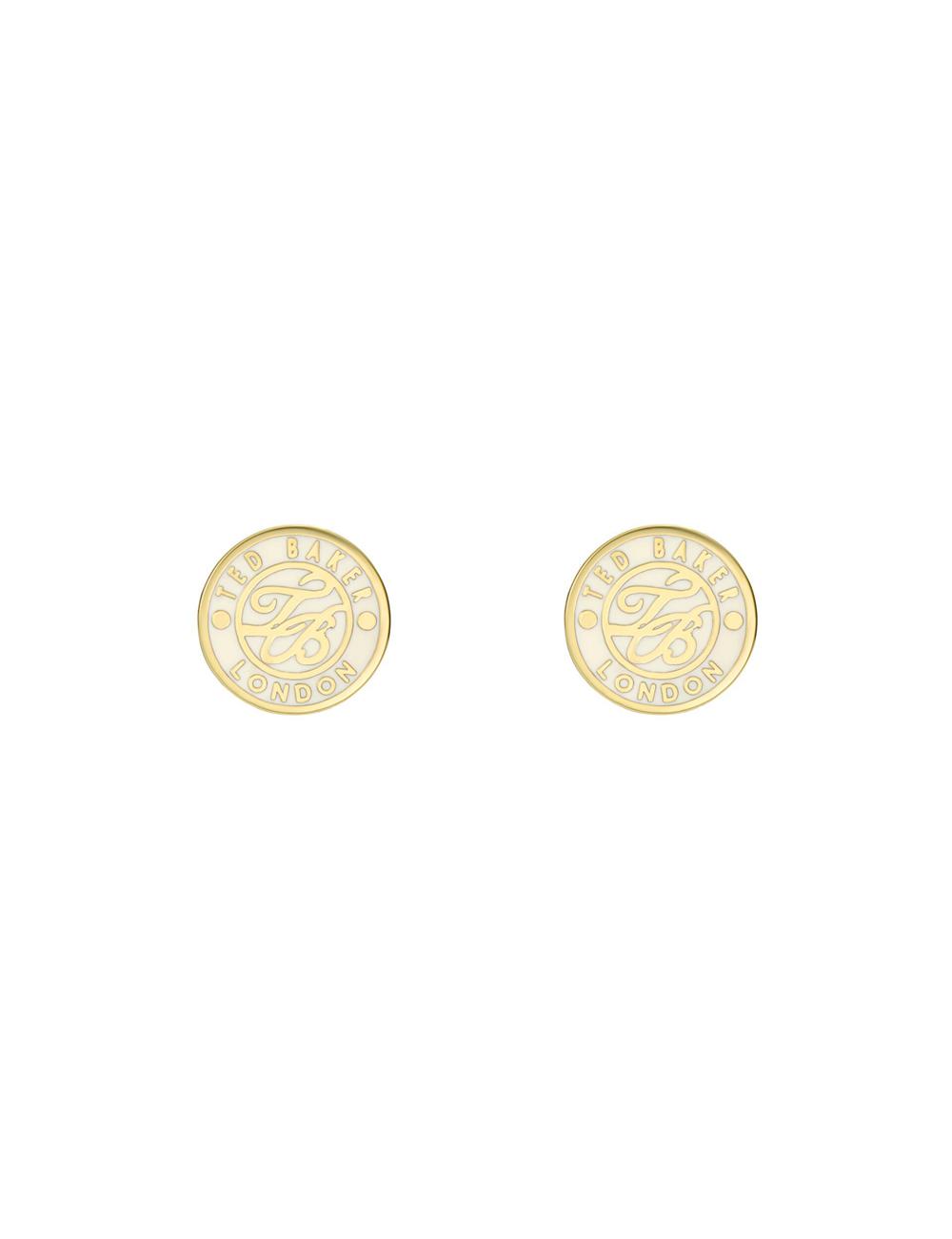 Gold Ted Baker MONLIA - Monogram Logo Stud Women Earrings | SG  3694-JTQNM
